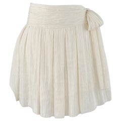 ALEXANDER McQUEEN S/S 2006 “Neptune” Ivory Gold Crepe Pinstripe Sash Tie Skirt