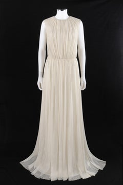ALEXANDER McQUEEN S/S 2007 Ivory Silk Chiffon Full Length Ballgown Dress Gown