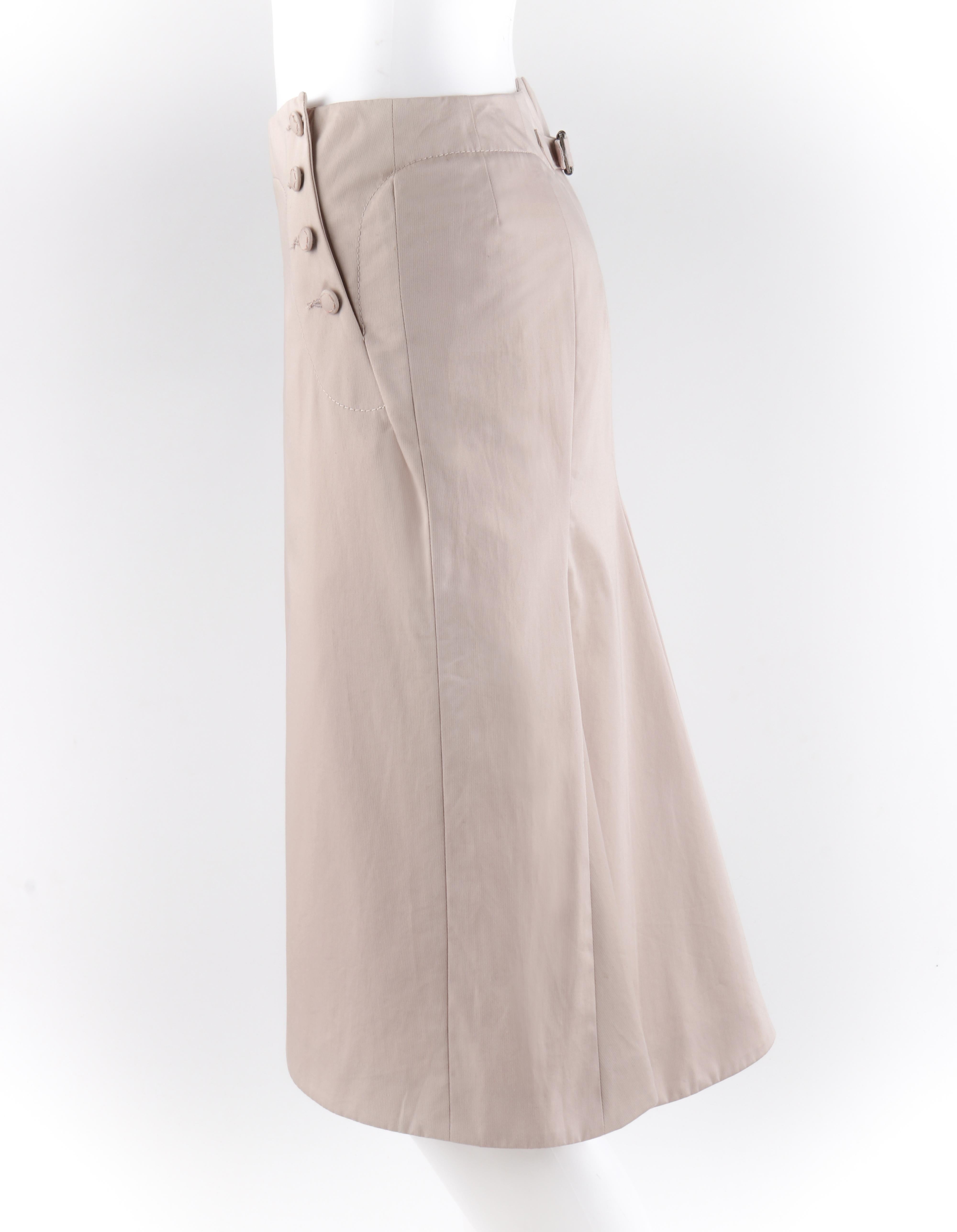 Beige ALEXANDER McQUEEN S/S 2007 “Saraband” Blush High Rise Double Button Front Skirt
