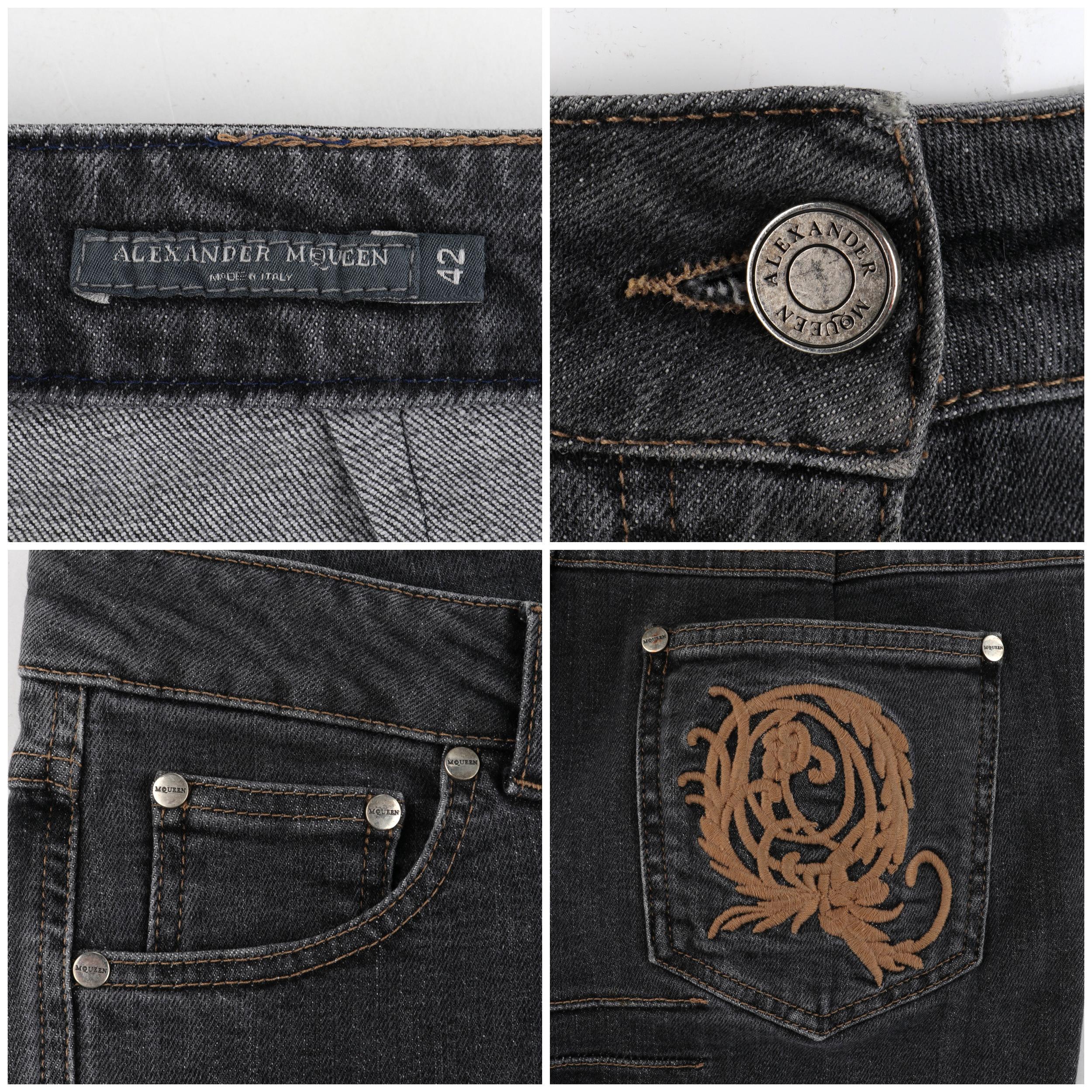 Black ALEXANDER McQUEEN S/S 2007 “Saraband” Grey Low Rise Skinny Jeans Pants