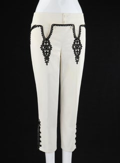 ALEXANDER McQUEEN S/S 2007 "Sarabande" Off White Black Low Rise Jeans Pants