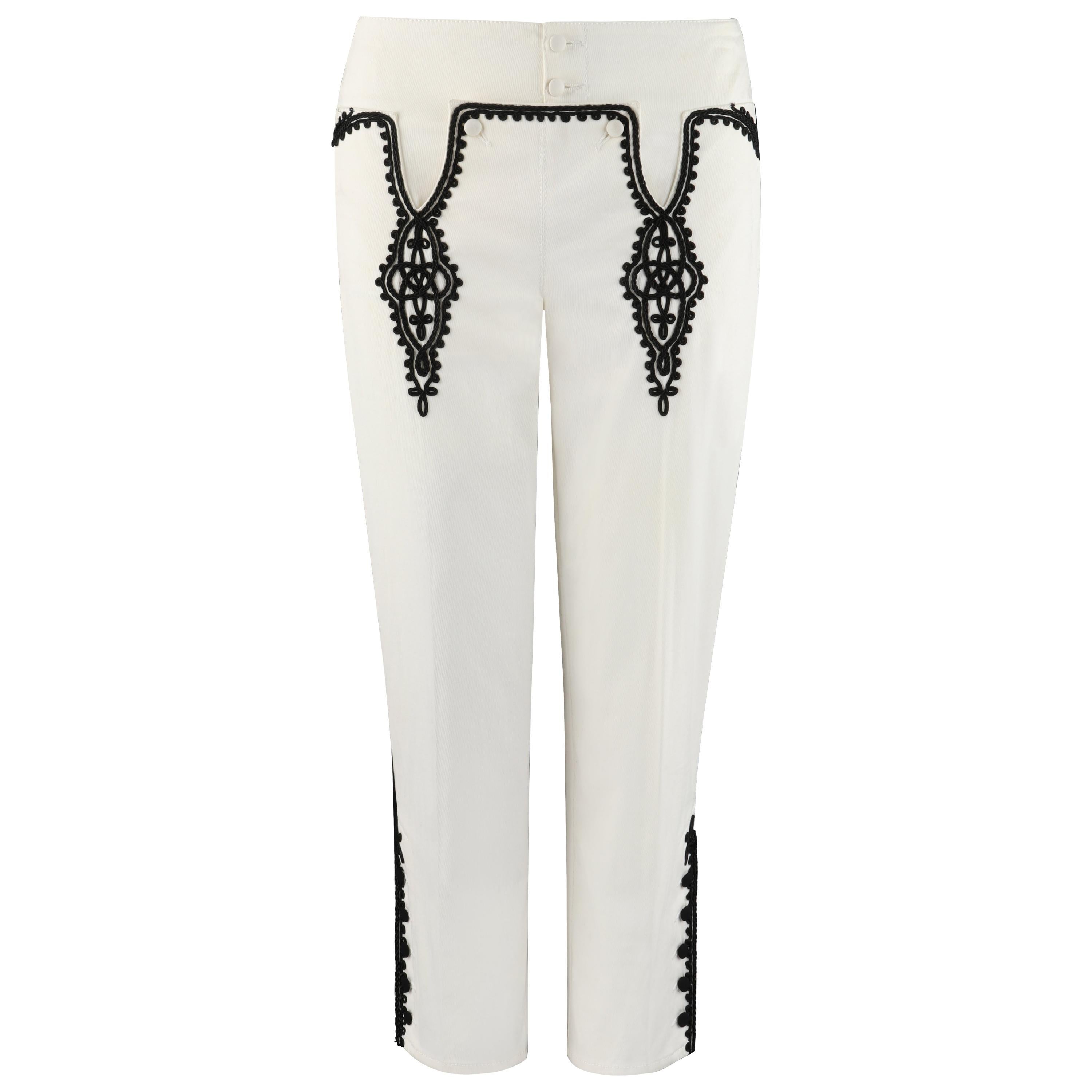 ALEXANDER McQUEEN S/S 2007 "Sarabande" Off White Black Low Rise Jeans Pants
