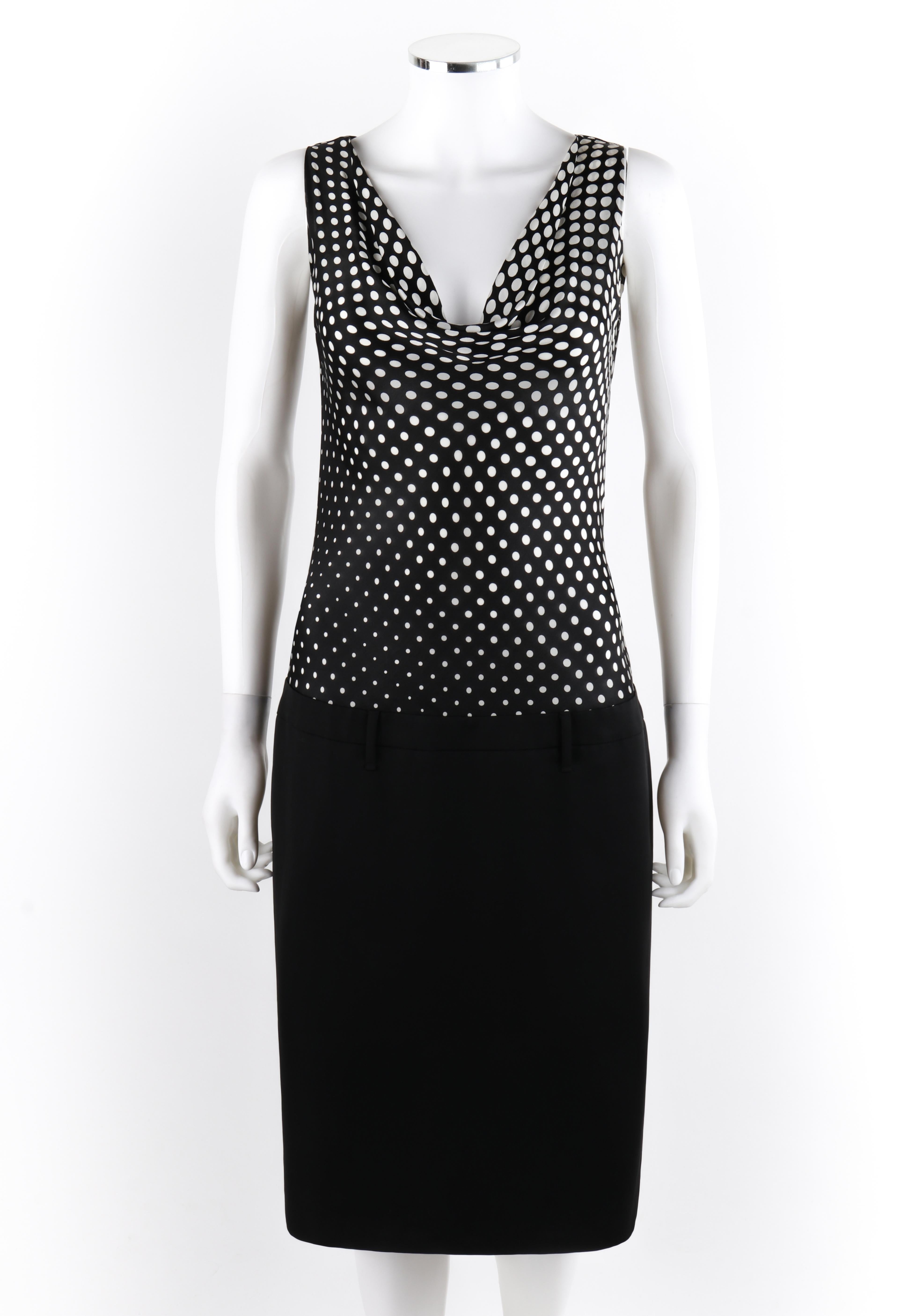 ALEXANDER McQUEEN S/S 2008 Black & White Polka Dot Plunge Neck Sheath Dress

Brand / Manufacturer: Alexander McQueen
Collection: S/S 2008
Designer: Alexander McQueen
Style: Sheath dress with dropped waist when not belted, plunging cowl neckline and