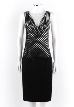 ALEXANDER McQUEEN S/S 2008 Black & White Polka Dot Plunge Neck Sheath Dress