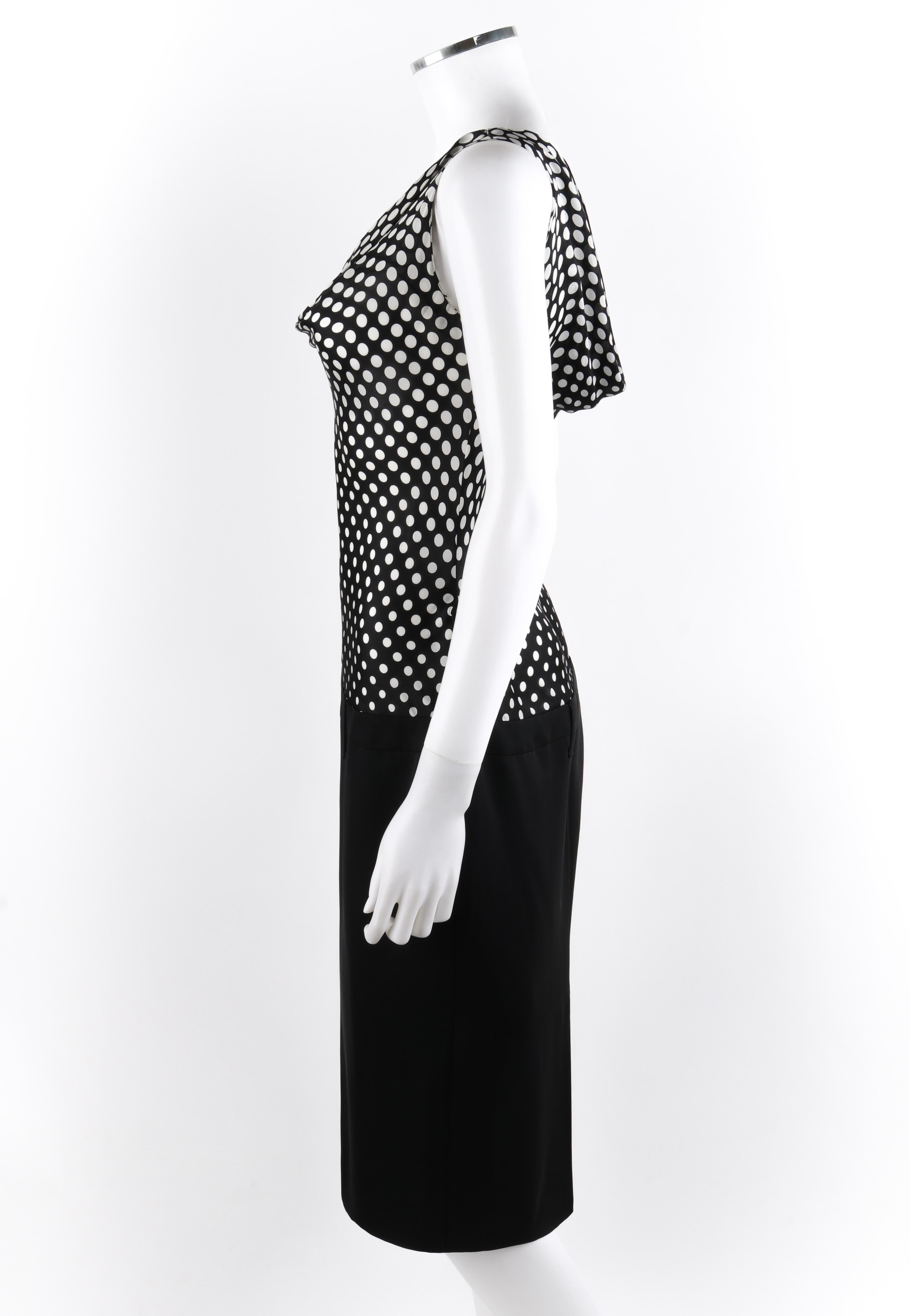 Women's ALEXANDER McQUEEN S/S 2008 Black & White Polka Dot Plunge Neck Sheath Dress