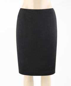 ALEXANDER McQUEEN S/S 2008 "La Dame Bleue" Black Silk Knee Length Pencil Skirt