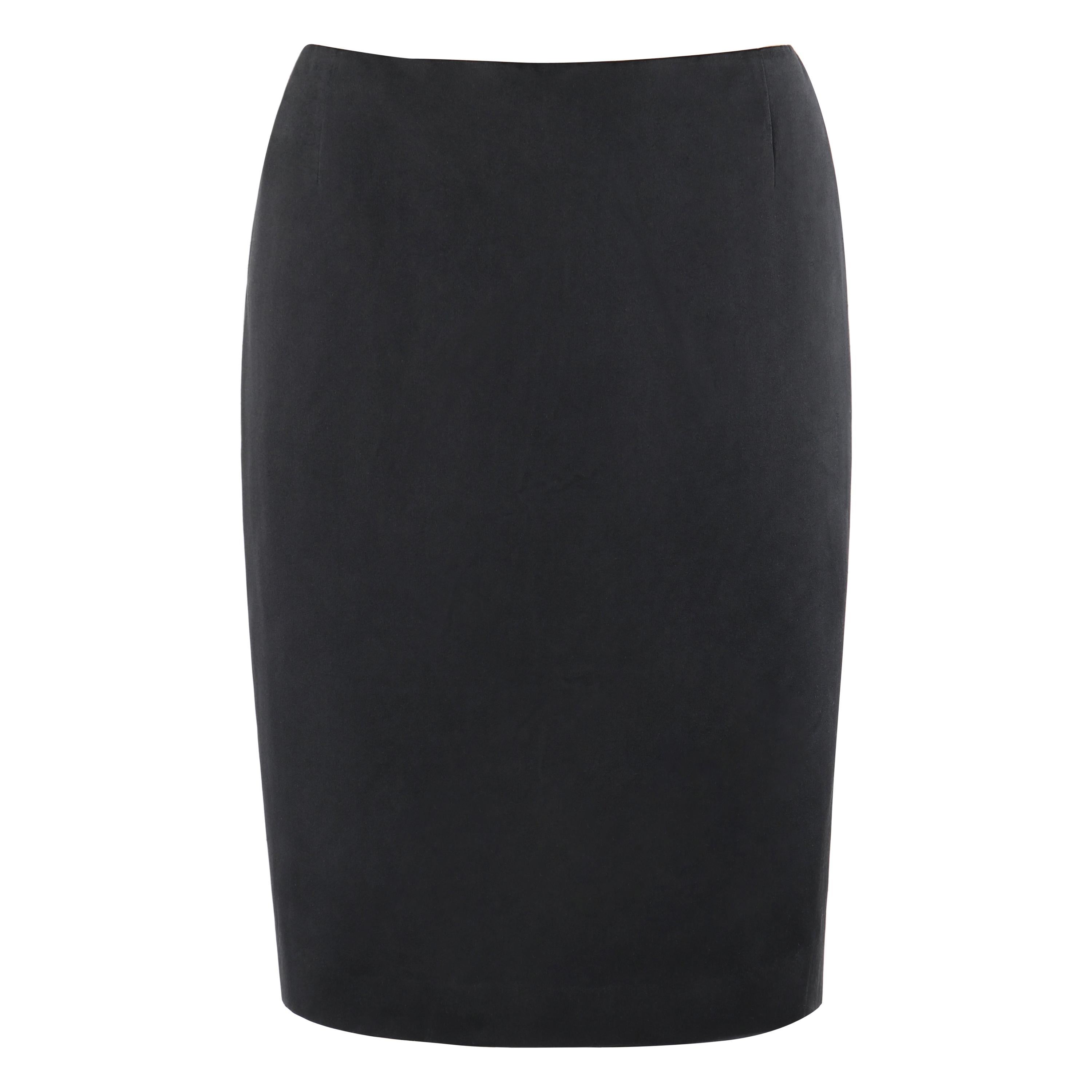 ALEXANDER McQUEEN S/S 2008 "La Dame Bleue" Black Silk Knee Length Pencil Skirt  For Sale