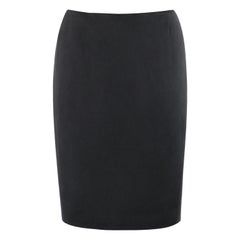 ALEXANDER McQUEEN S/S 2008 "La Dame Bleue" Black Silk Knee Length Pencil Skirt 