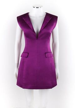 ALEXANDER McQUEEN S/S 2008 “La Dame Bleue” Purple Silk Fitted V Neck Mini Dress