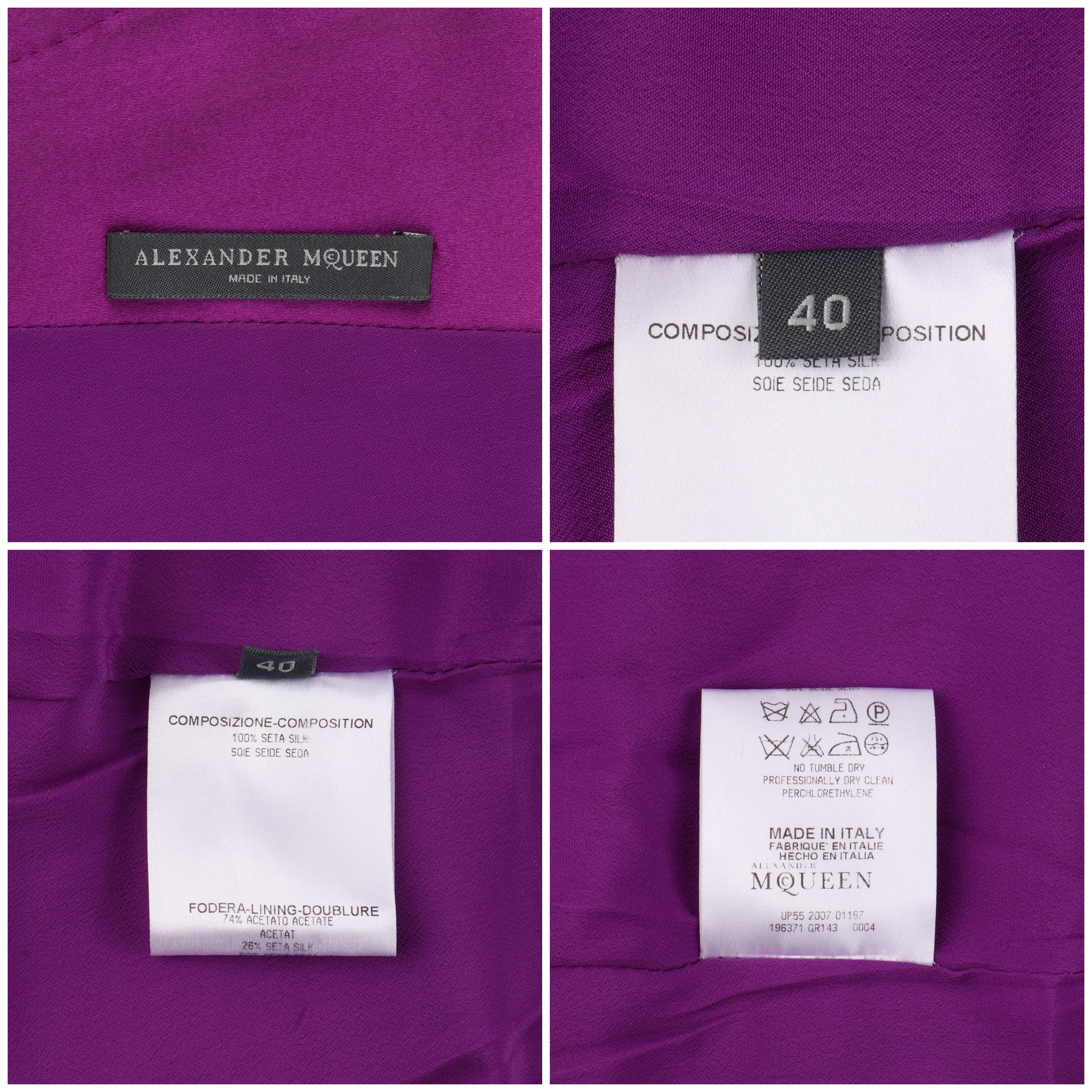 Women's ALEXANDER McQUEEN S/S 2008 “La Dame Bleue” Purple Silk Fitted V Neck Mini Dress