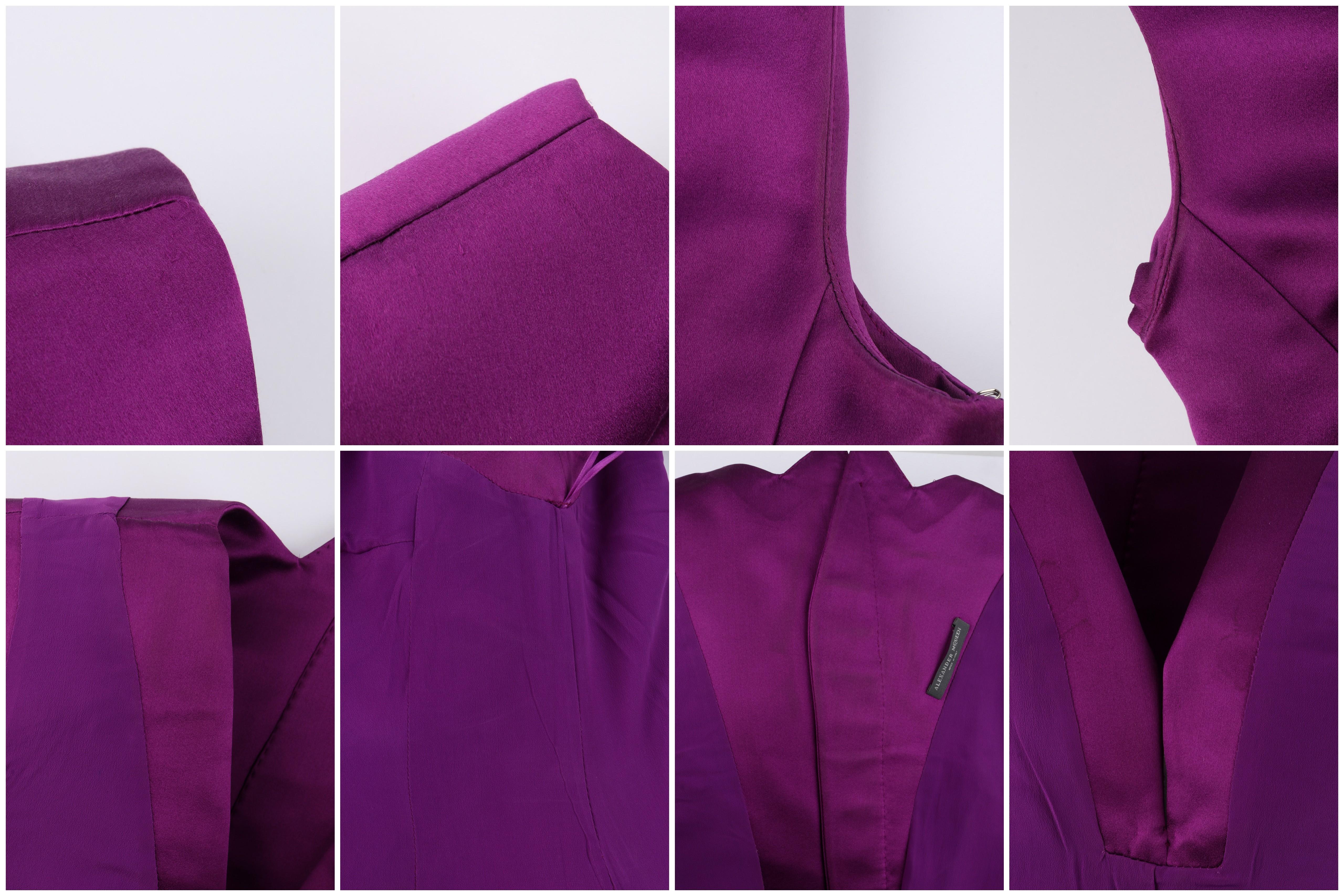 ALEXANDER McQUEEN S/S 2008 “La Dame Bleue” Purple Silk Fitted V Neck Mini Dress 2