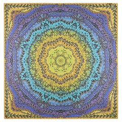 ALEXANDER McQUEEN S/S 2008 Rainbow Wings Kaleidoscope Blue Yellow Square Scarf