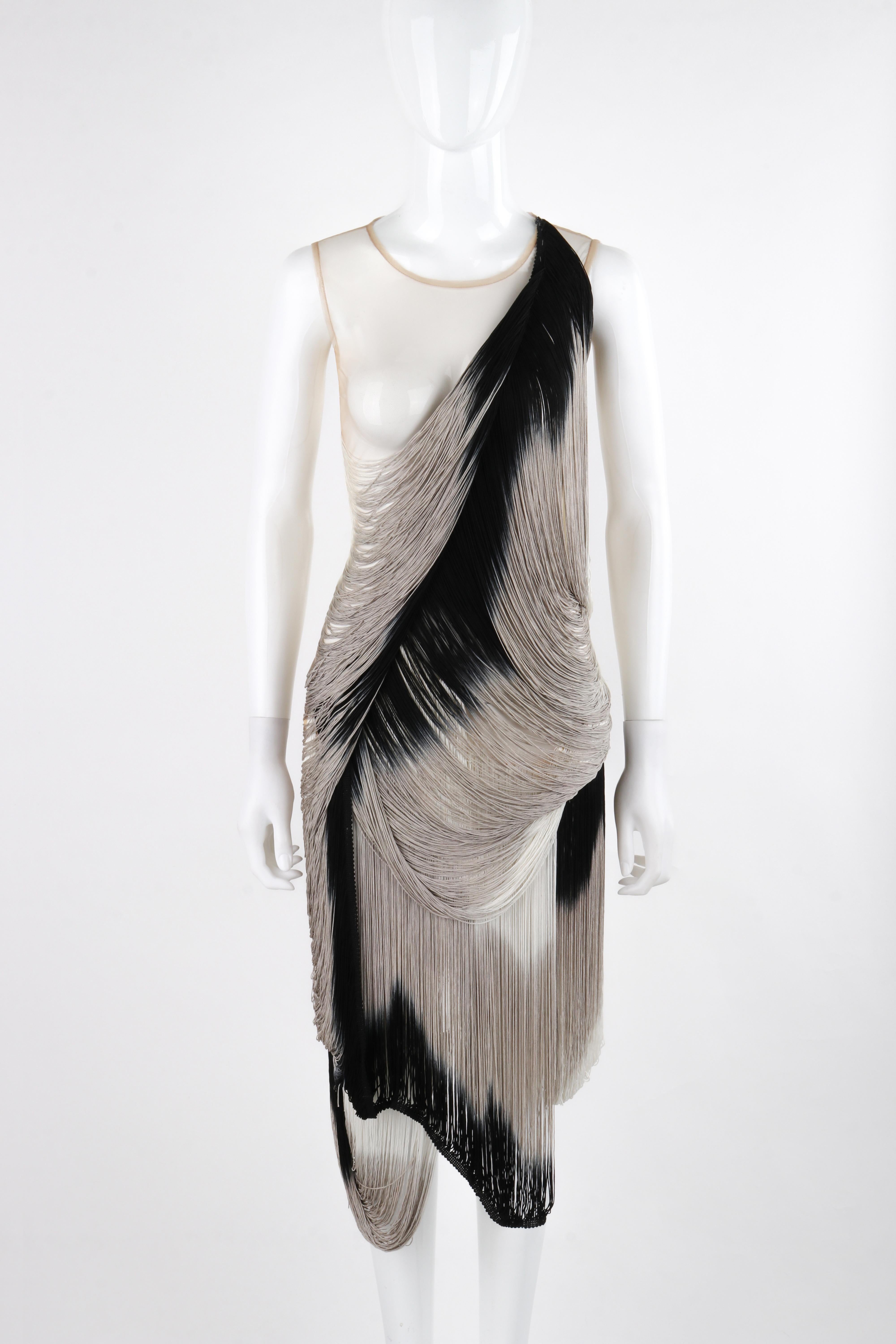 ALEXANDER McQUEEN S/S 2009 Black Gray Nude Mesh Tassel Fringe Draped Dress

Brand / Manufacturer: Alexander McQueen
Collection: S/S 2009 