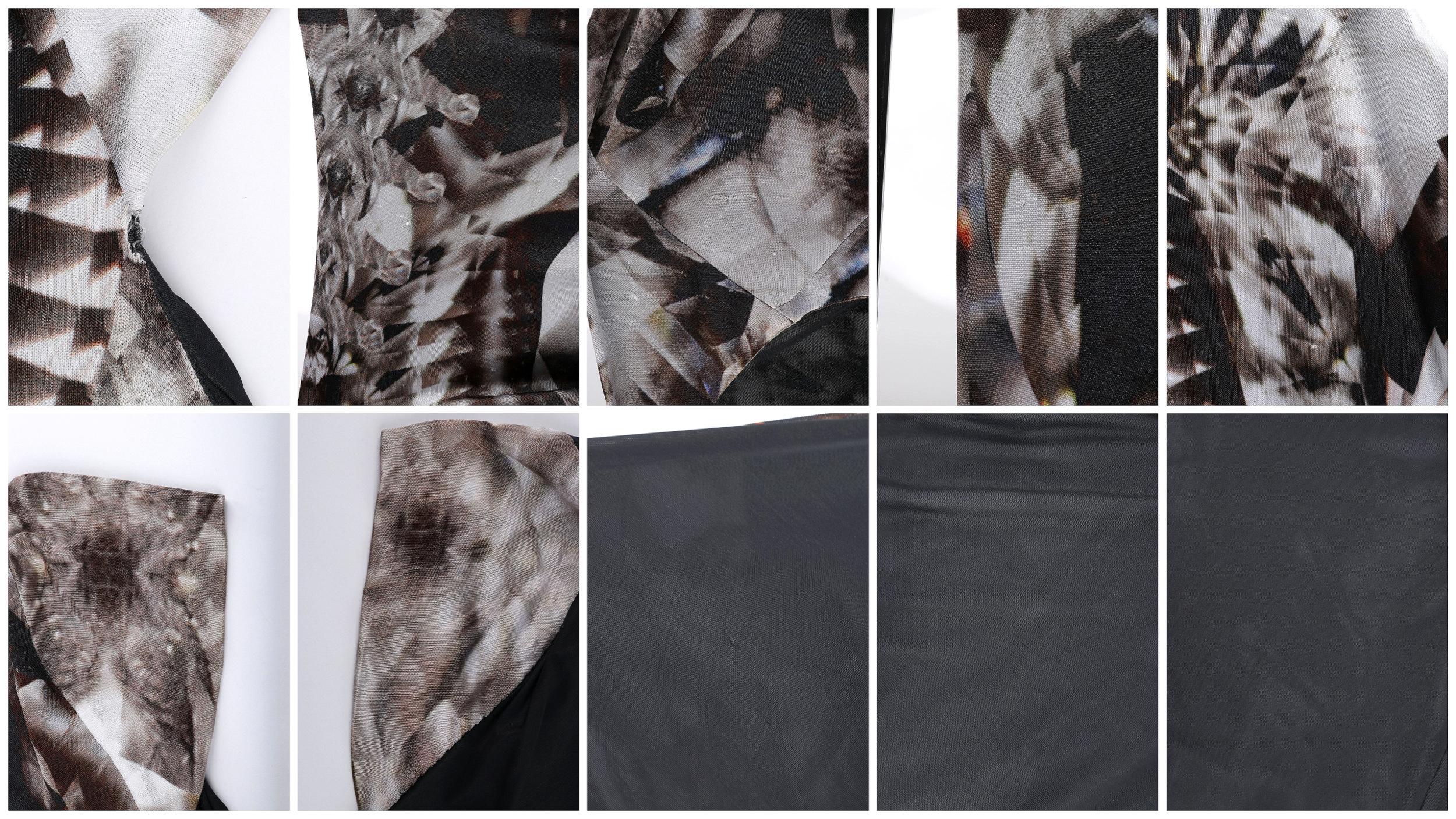 Haut drapé ALEXANDER McQUEEN S/S 2009 Kaleidoscope squelette noir et blanc torsadé en vente 5