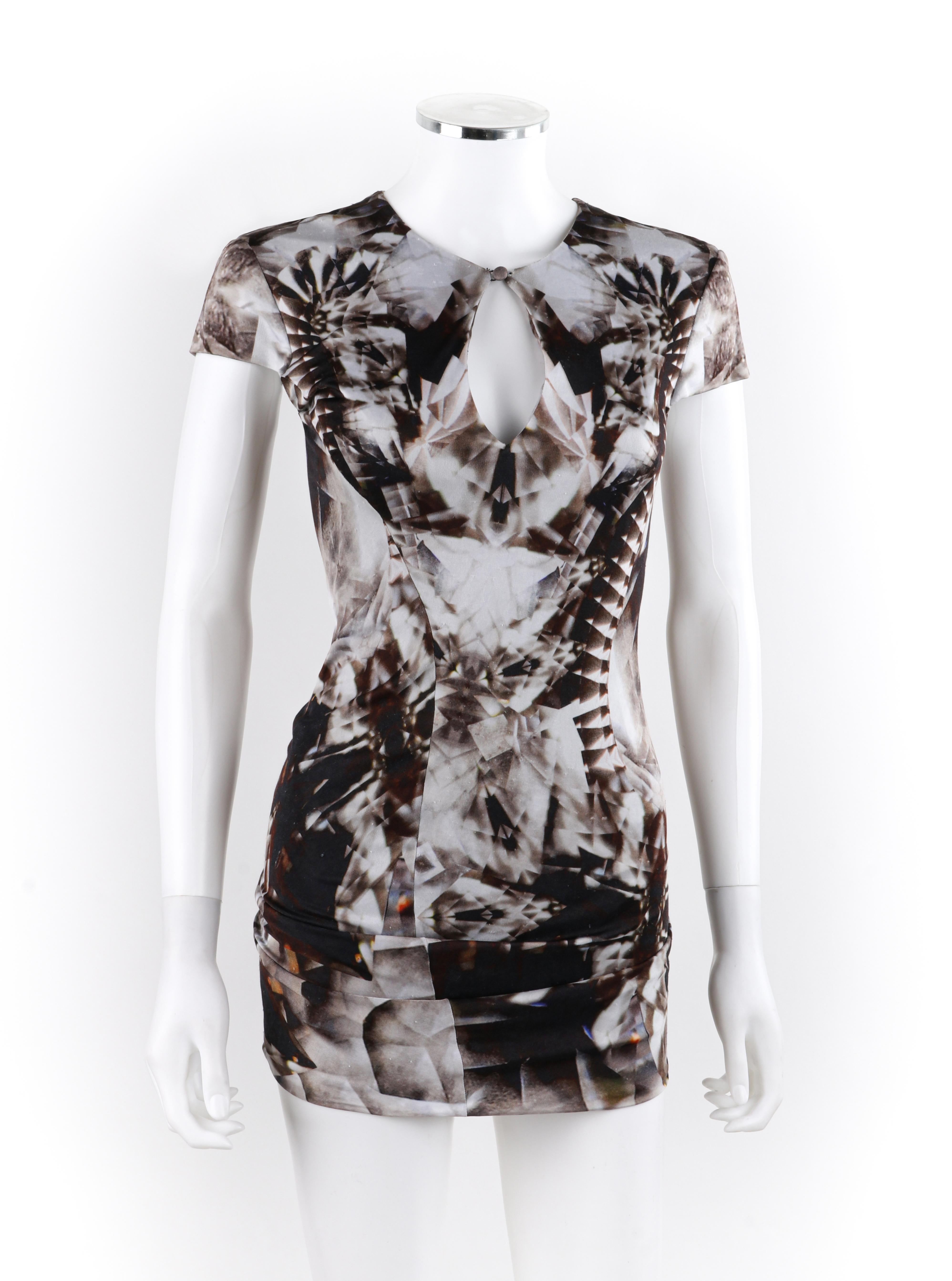 ALEXANDER McQUEEN S/S 2009 Black White Skeleton Kaleidoscope Twisted Draped Top In Fair Condition For Sale In Thiensville, WI