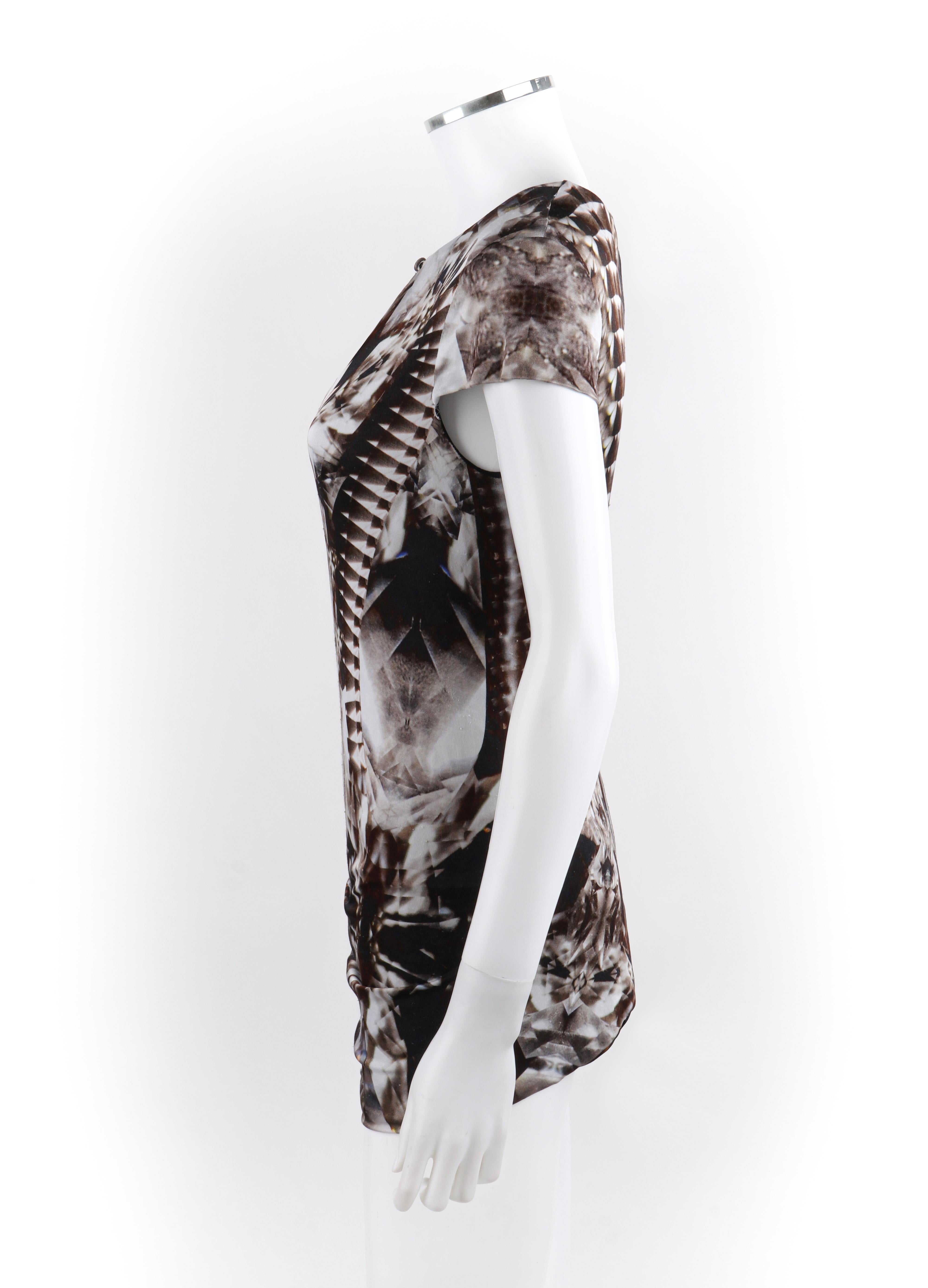 Haut drapé ALEXANDER McQUEEN S/S 2009 Kaleidoscope squelette noir et blanc torsadé en vente 2