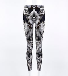 Alexander McQueen F/S 2009 Kristall Kaleidoskop Skelett Druck Leggings XS