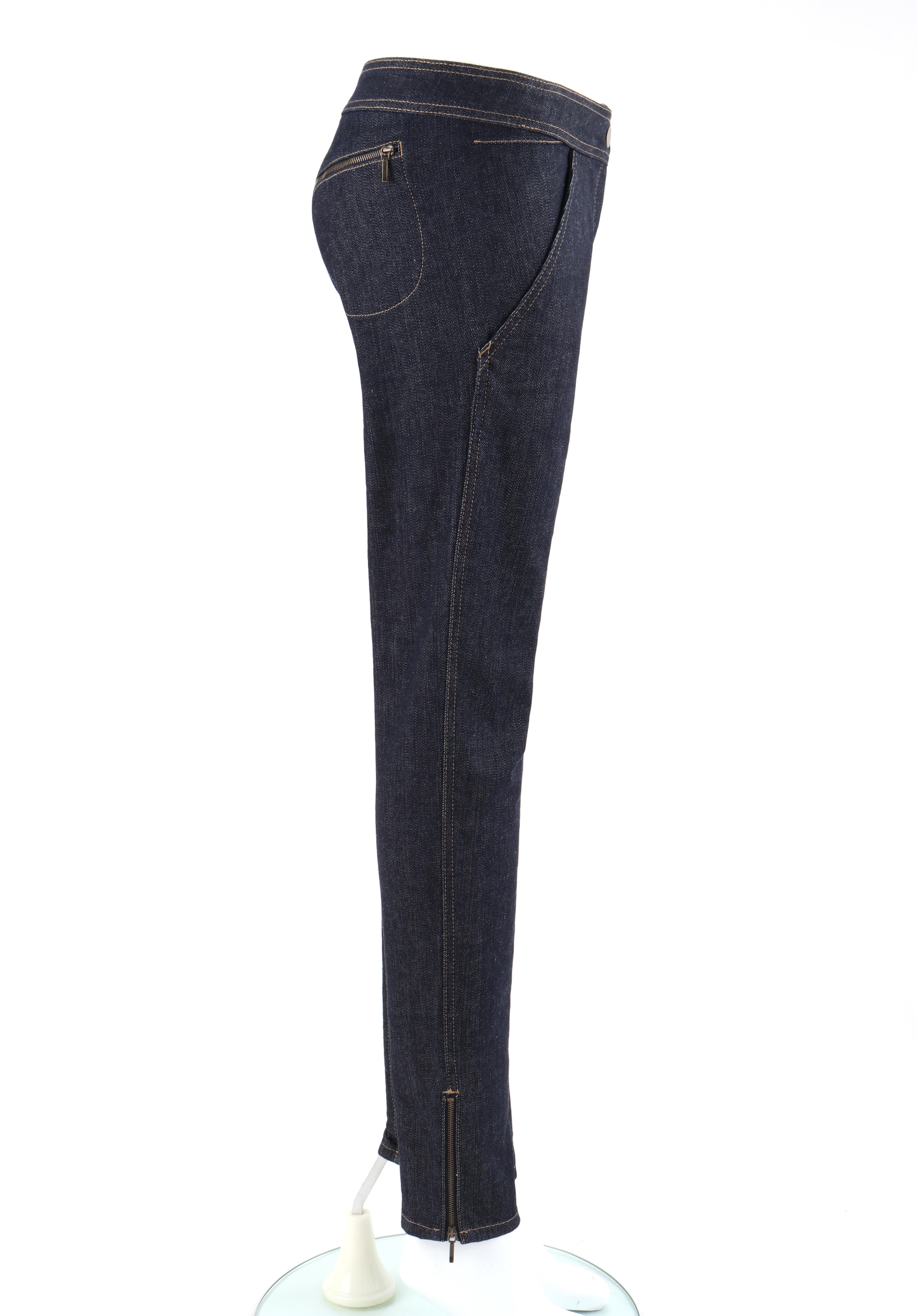 ALEXANDER McQUEEN S/S 2009 Dark Wash Denim Low Rise Skinny Jeans Size 38  NWT For Sale at 1stDibs