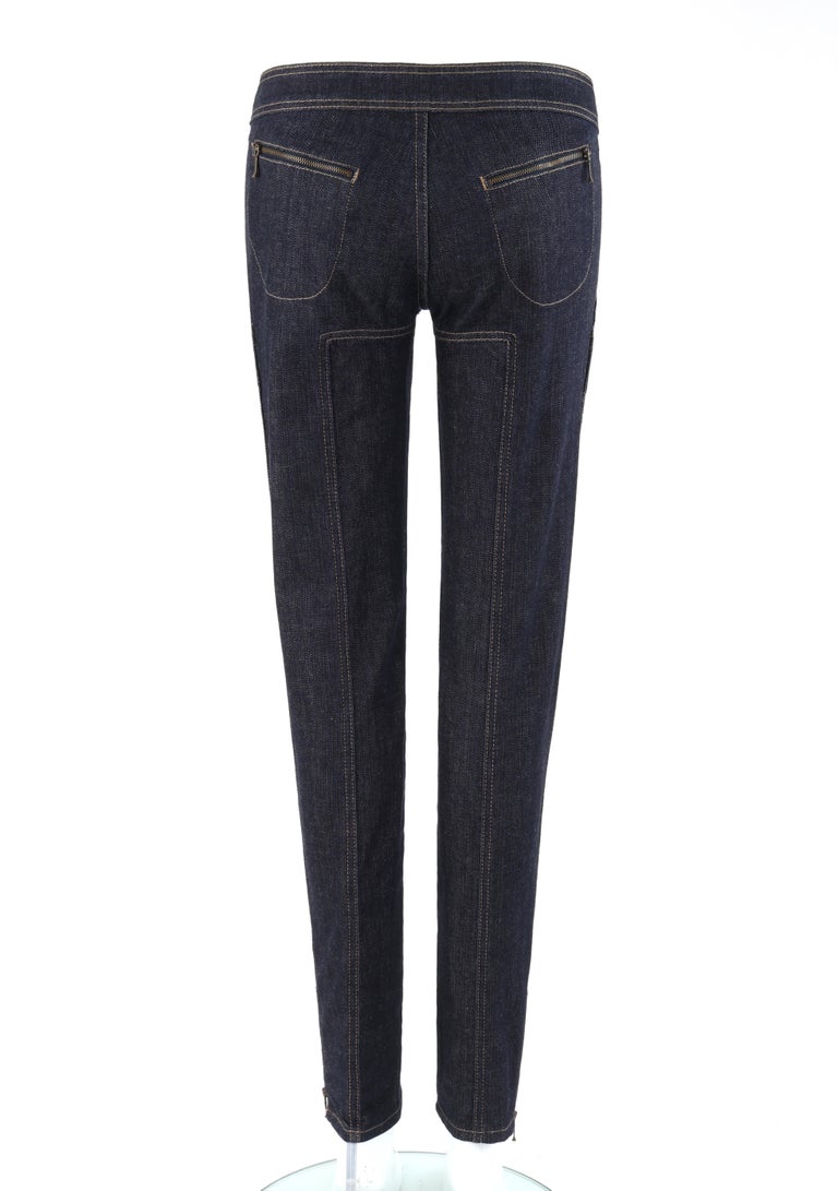 ALEXANDER McQUEEN S/S 2009 Dark Wash Denim Low Rise Skinny Jeans Size ...