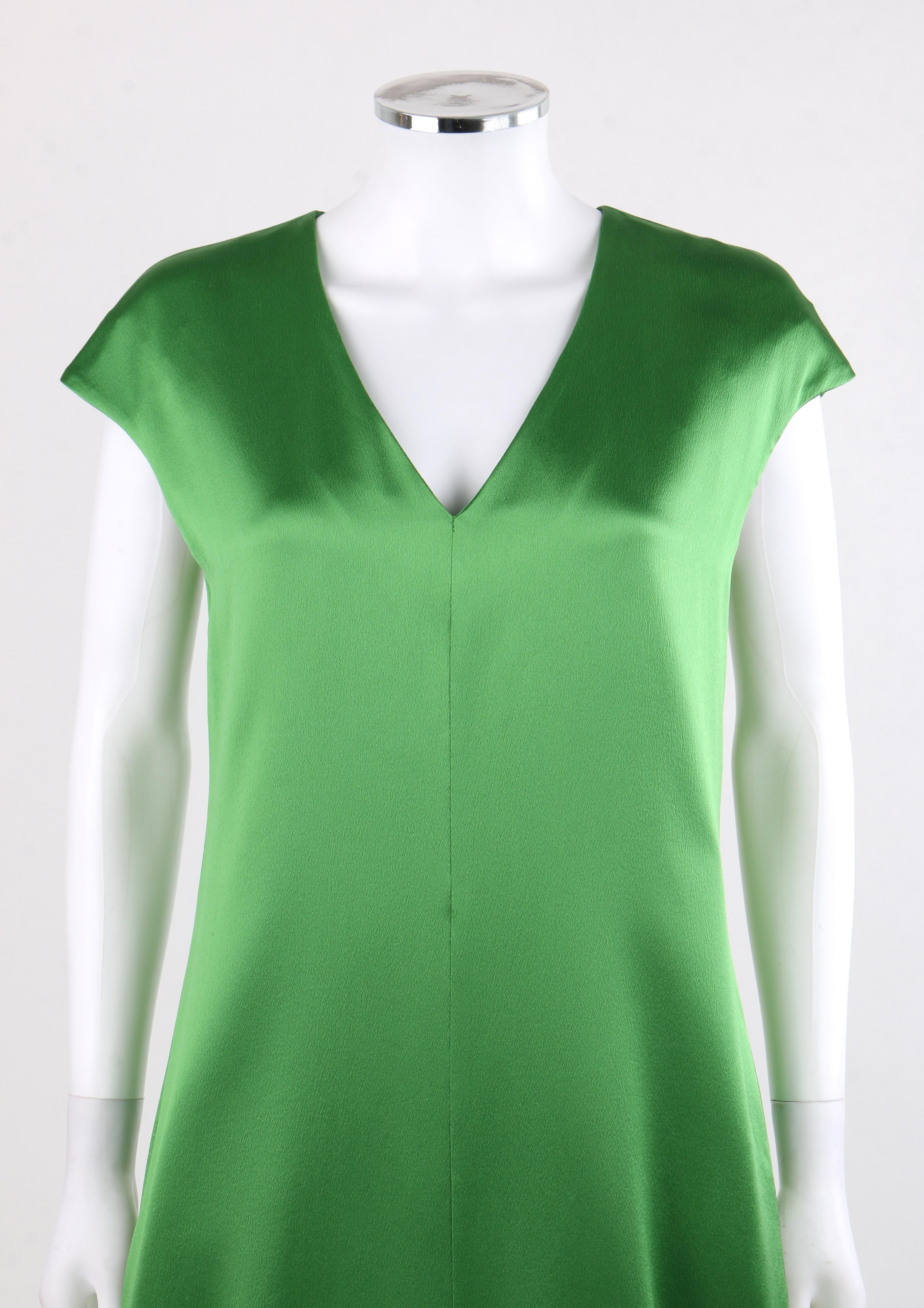 ALEXANDER McQUEEN S/S 2009 Green Silk Cap Sleeve Cowl Shift Dress NWT  In New Condition In Thiensville, WI