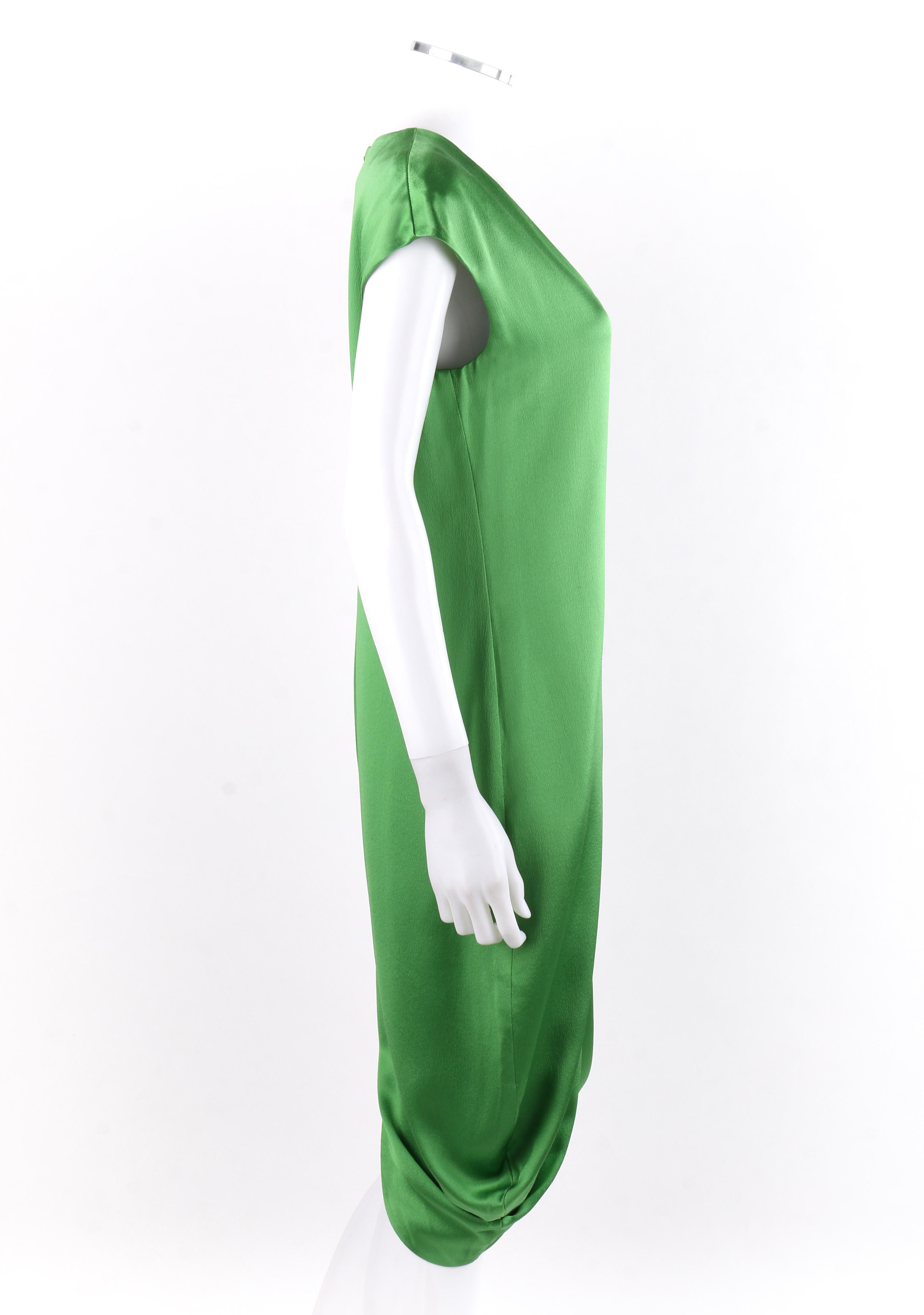 ALEXANDER McQUEEN S/S 2009 Green Silk Cap Sleeve Cowl Shift Dress 