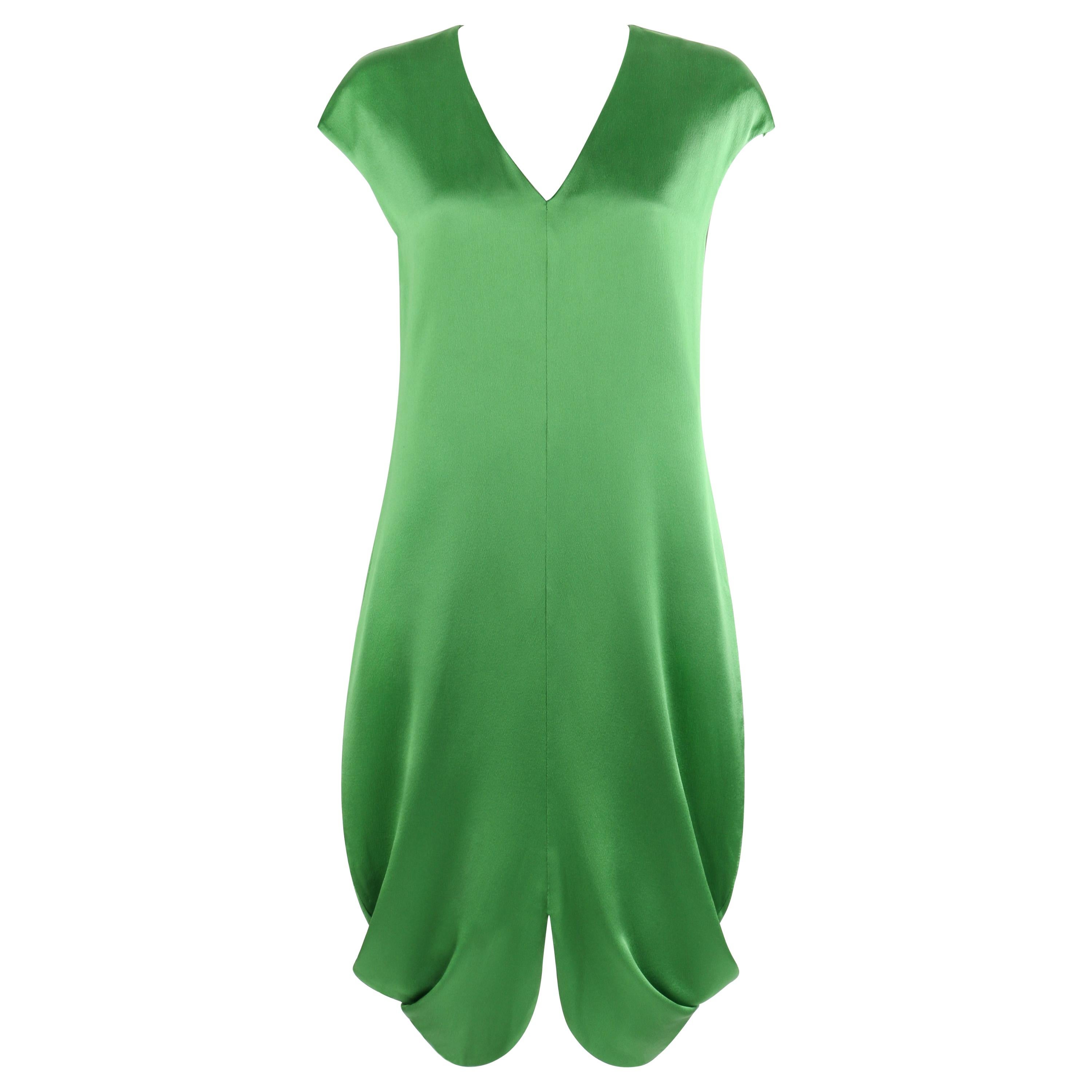 ALEXANDER McQUEEN S/S 2009 Green Silk Cap Sleeve Cowl Shift Dress NWT
