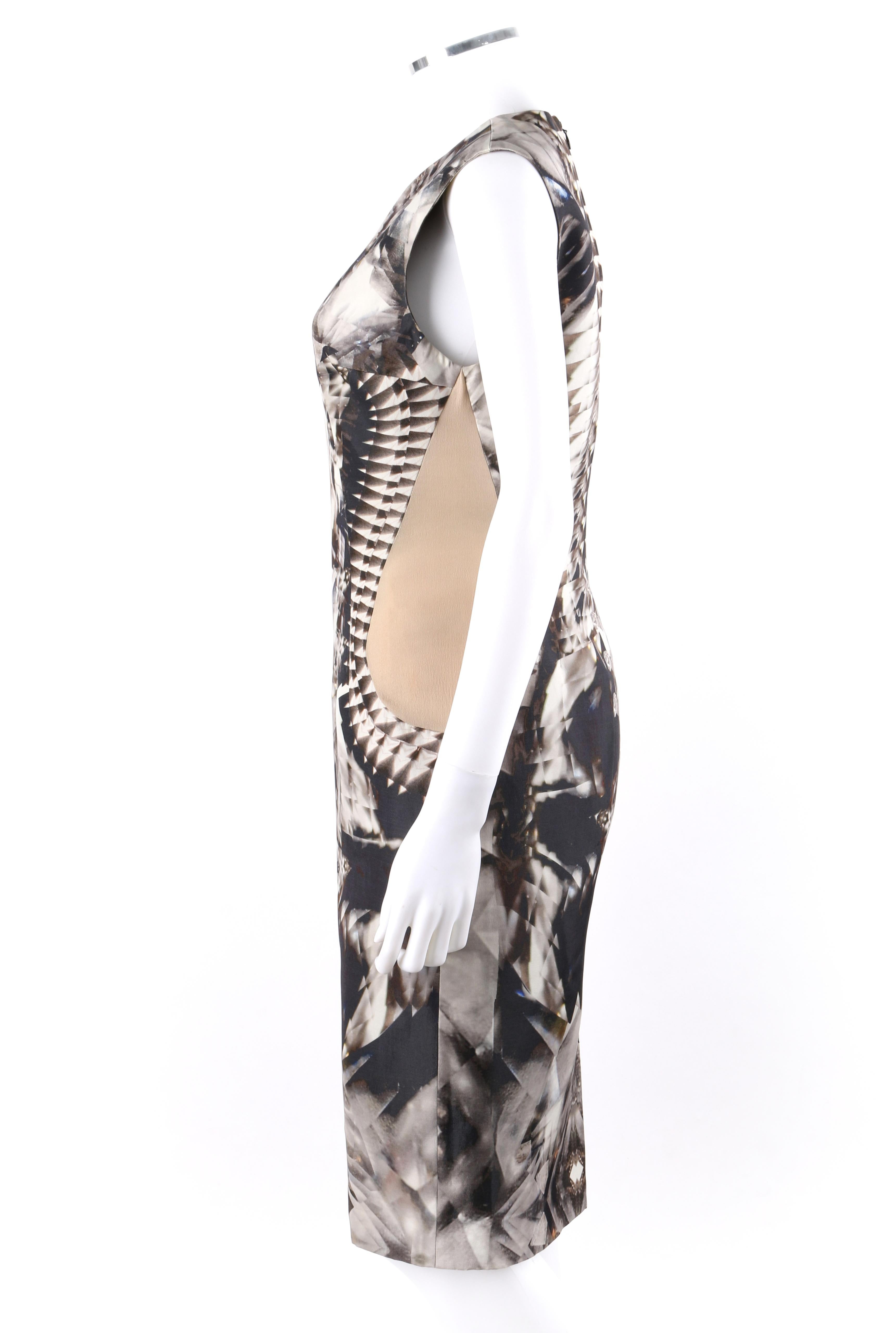 Gray ALEXANDER McQUEEN S/S 2009 Iconic Runway Skeleton Kaleidoscope Print Dress 44  For Sale