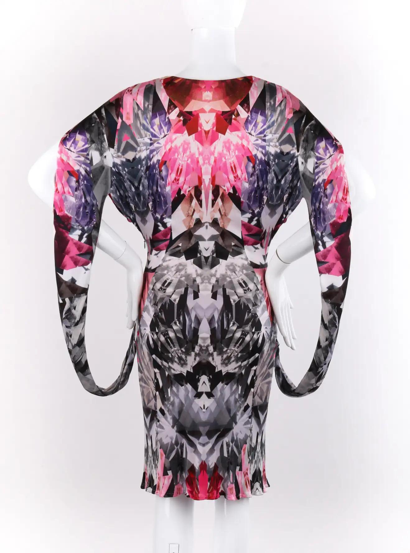 Black Alexander McQueen S/S 2009 Kaleidoscope Crystal Dress with dolman sleeves