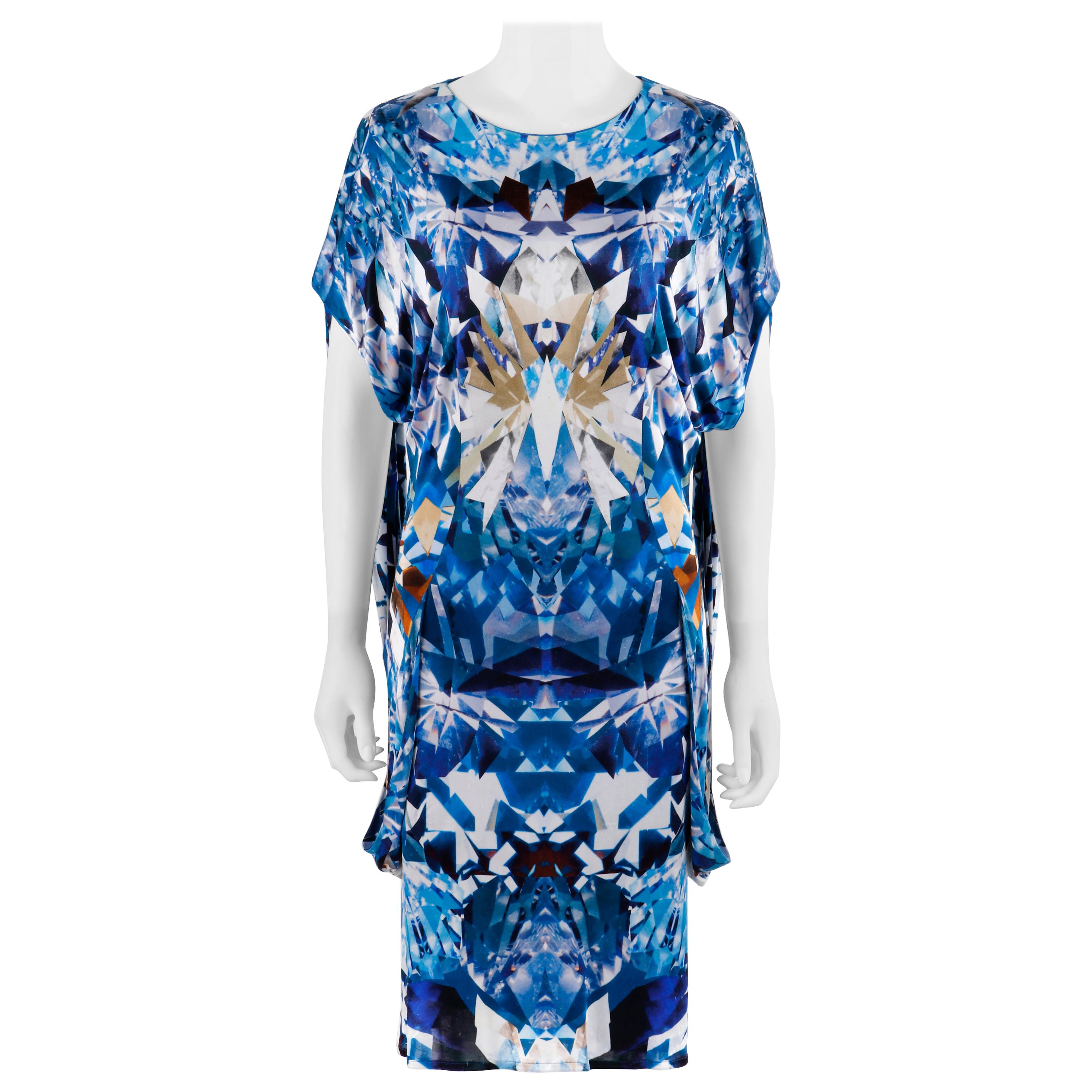 ALEXANDER McQUEEN S/S 2009 "Natural Dis-tinction" Iconic Blue Crystal Dress 42  For Sale