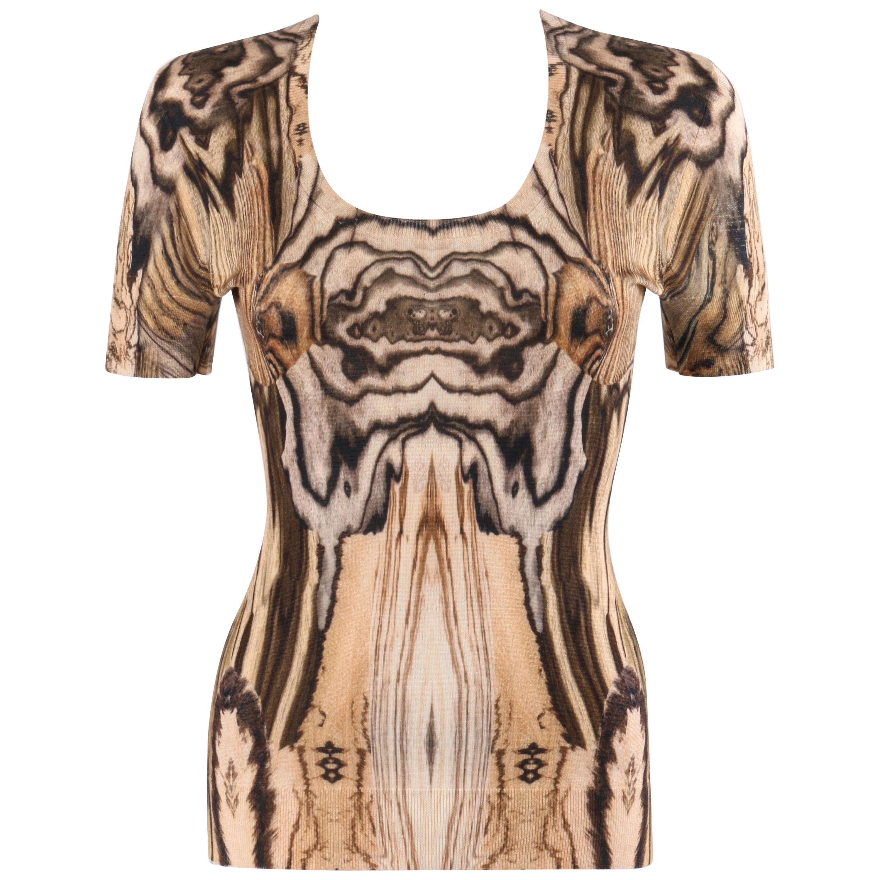 ALEXANDER McQUEEN S/S 2009 “Natural Dis-tinction” Wood-Grain Digital Print Top