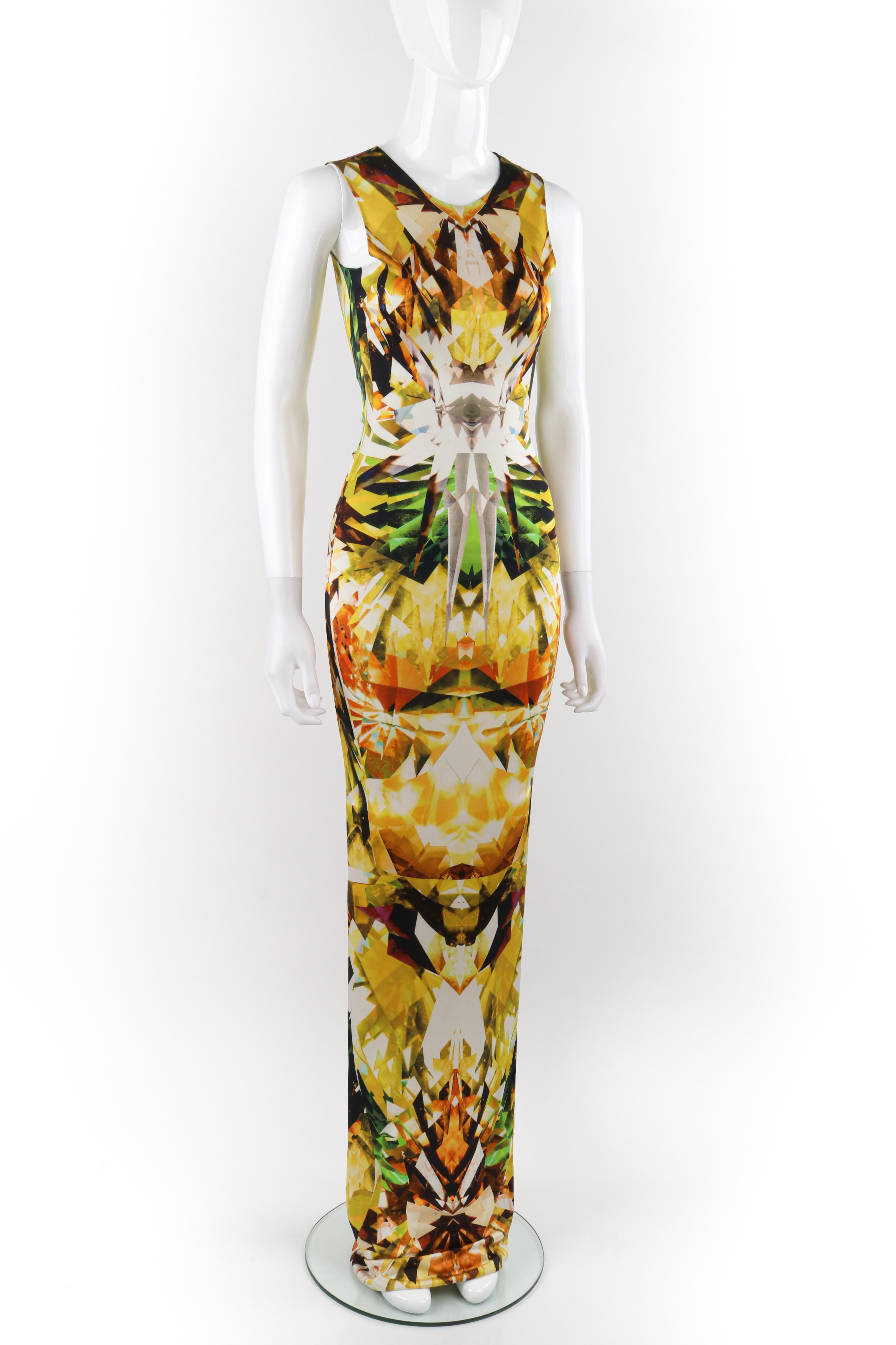 Beige ALEXANDER McQUEEN S/S 2009 “Natural Distinction” Crystal Kaleidoscope Maxi Dress For Sale