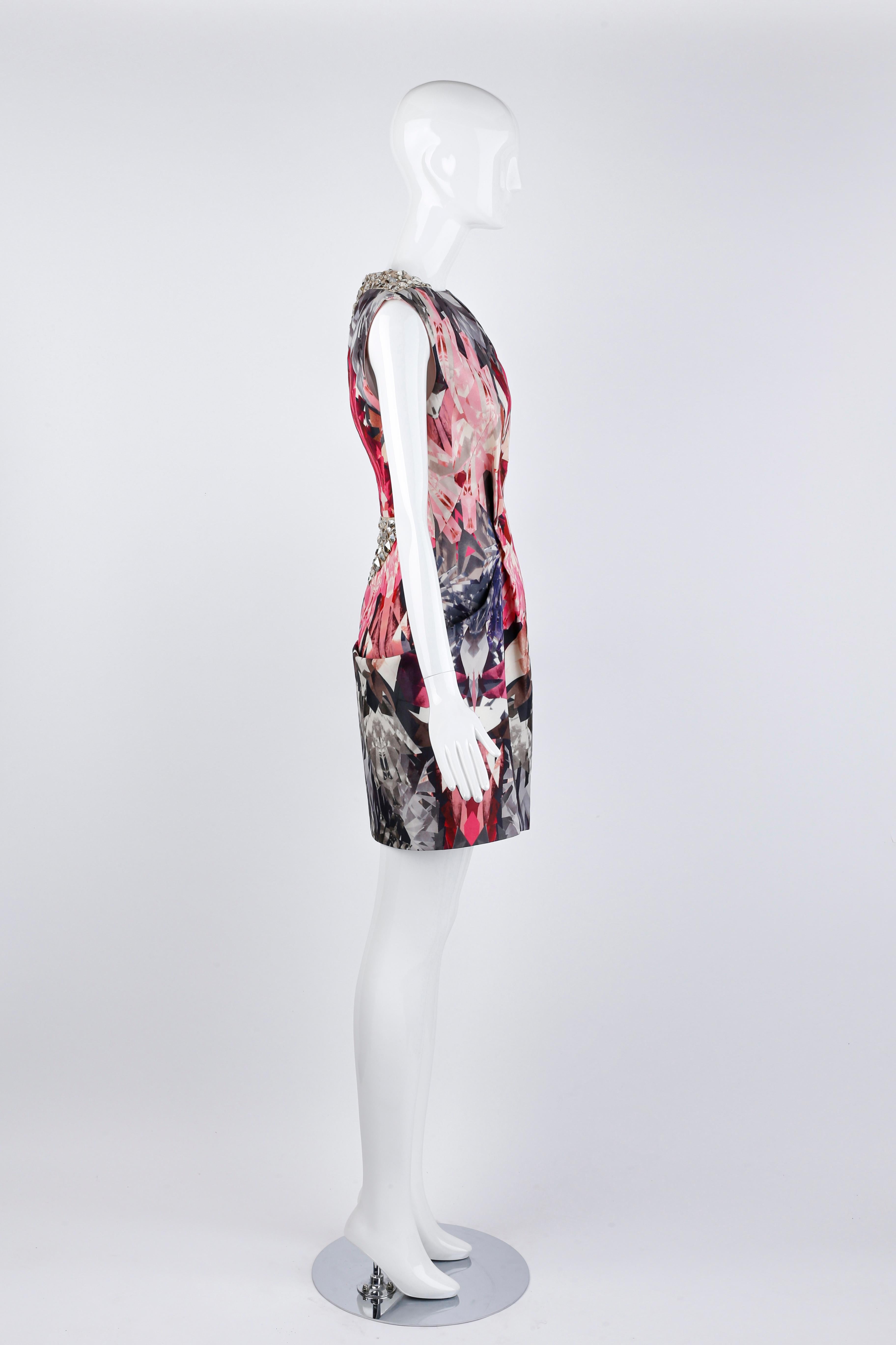 Alexander McQueen S/S 2009 Swarovski Crystal Structured Kaleidoscope Mini Dress In Good Condition For Sale In Chicago, IL