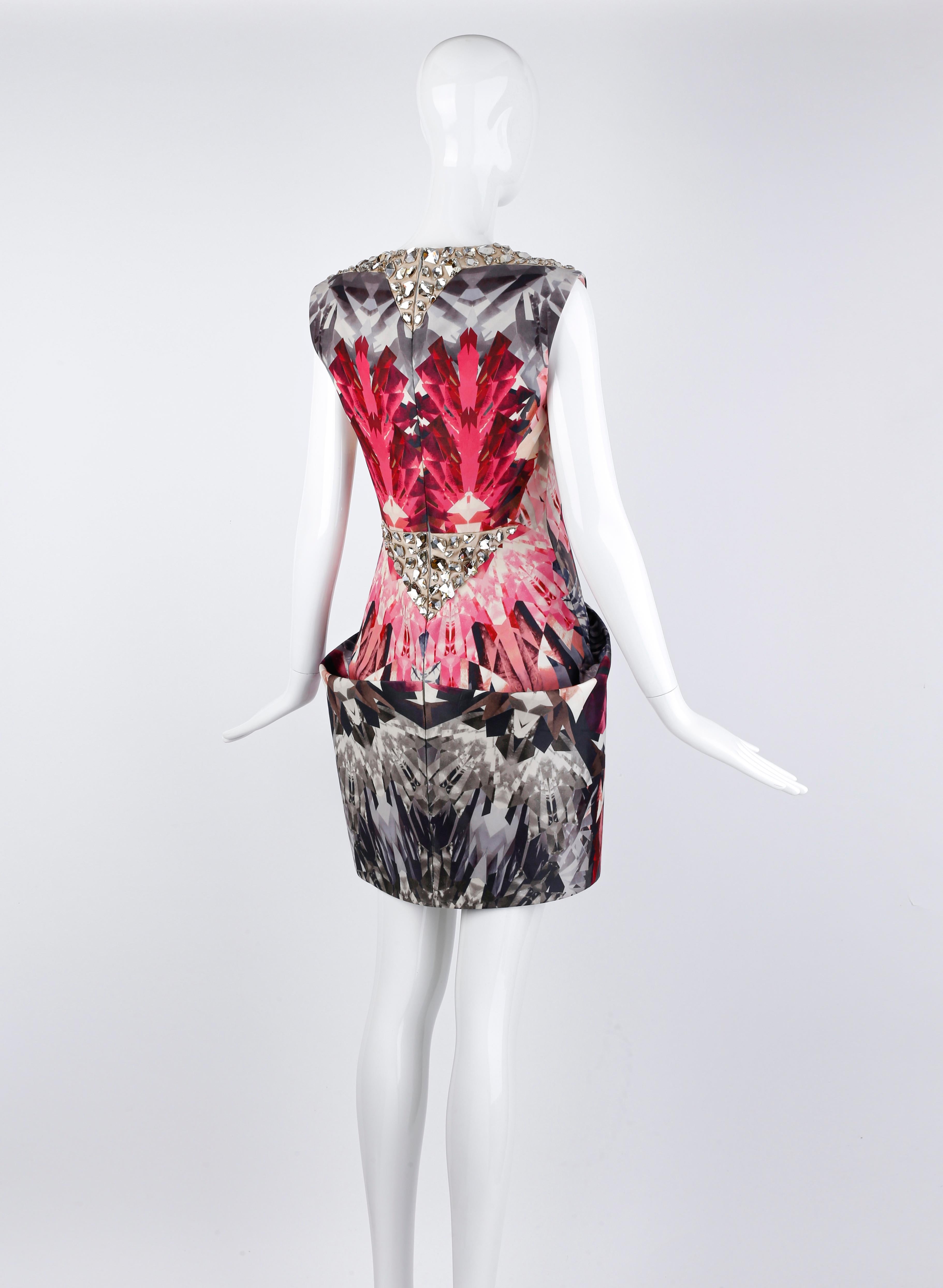Women's Alexander McQueen S/S 2009 Swarovski Crystal Structured Kaleidoscope Mini Dress For Sale