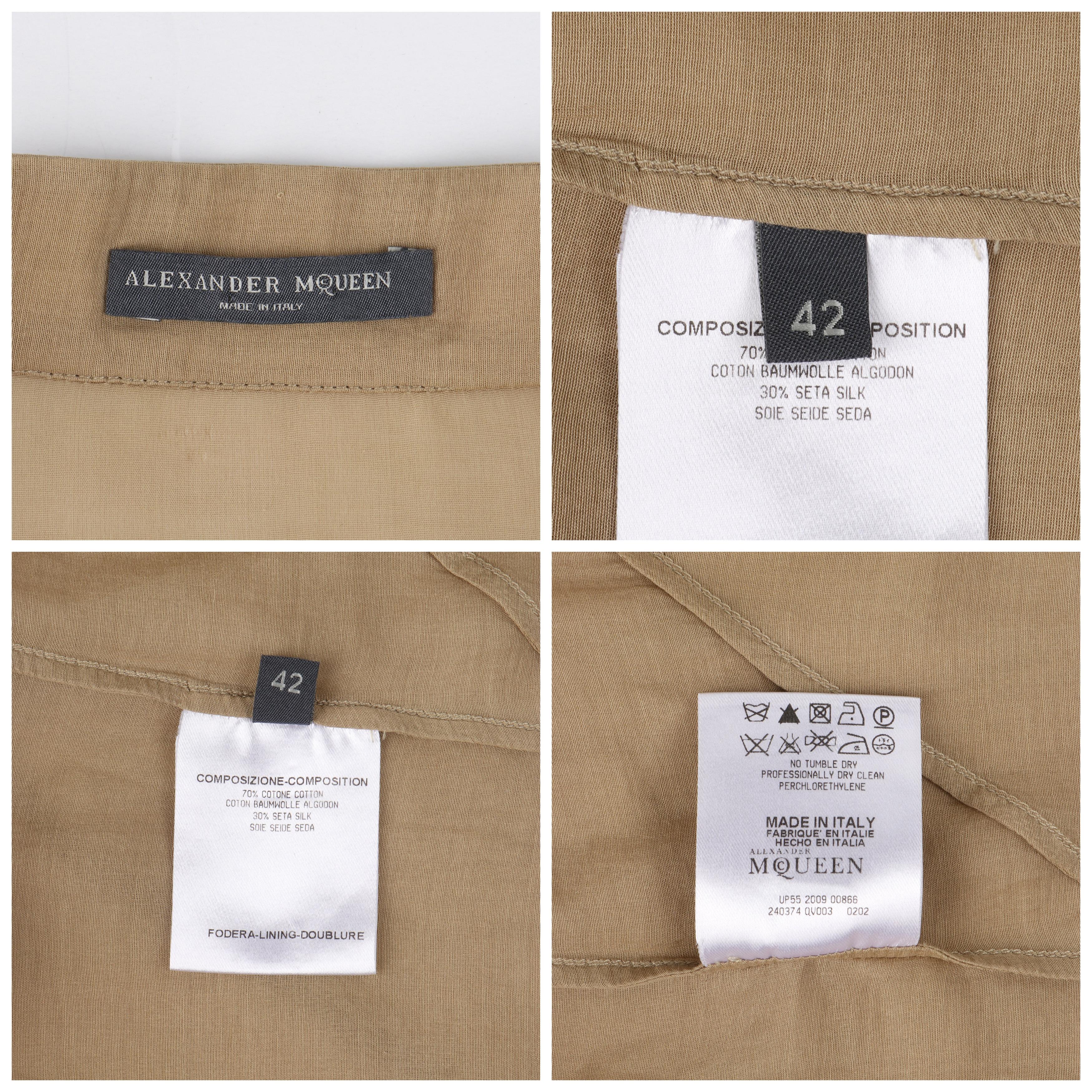 ALEXANDER McQUEEN S/S 2009 Tan Semi Sheer Silk Pocket Sleeve Button-Down Top 3