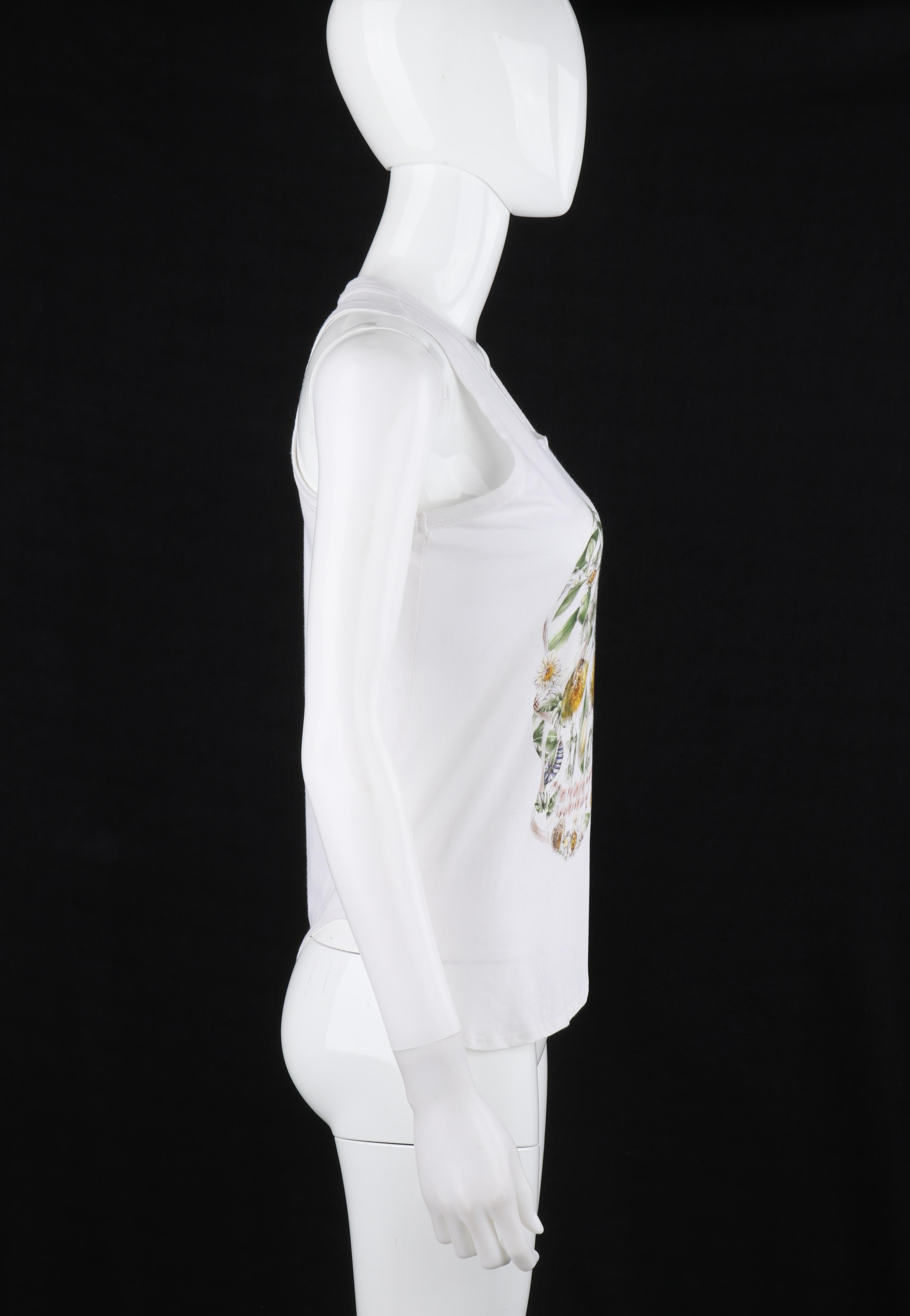 ALEXANDER McQUEEN S/S 2009 - Débardeur asymétrique blanc à fleurs multicolores en vente 1