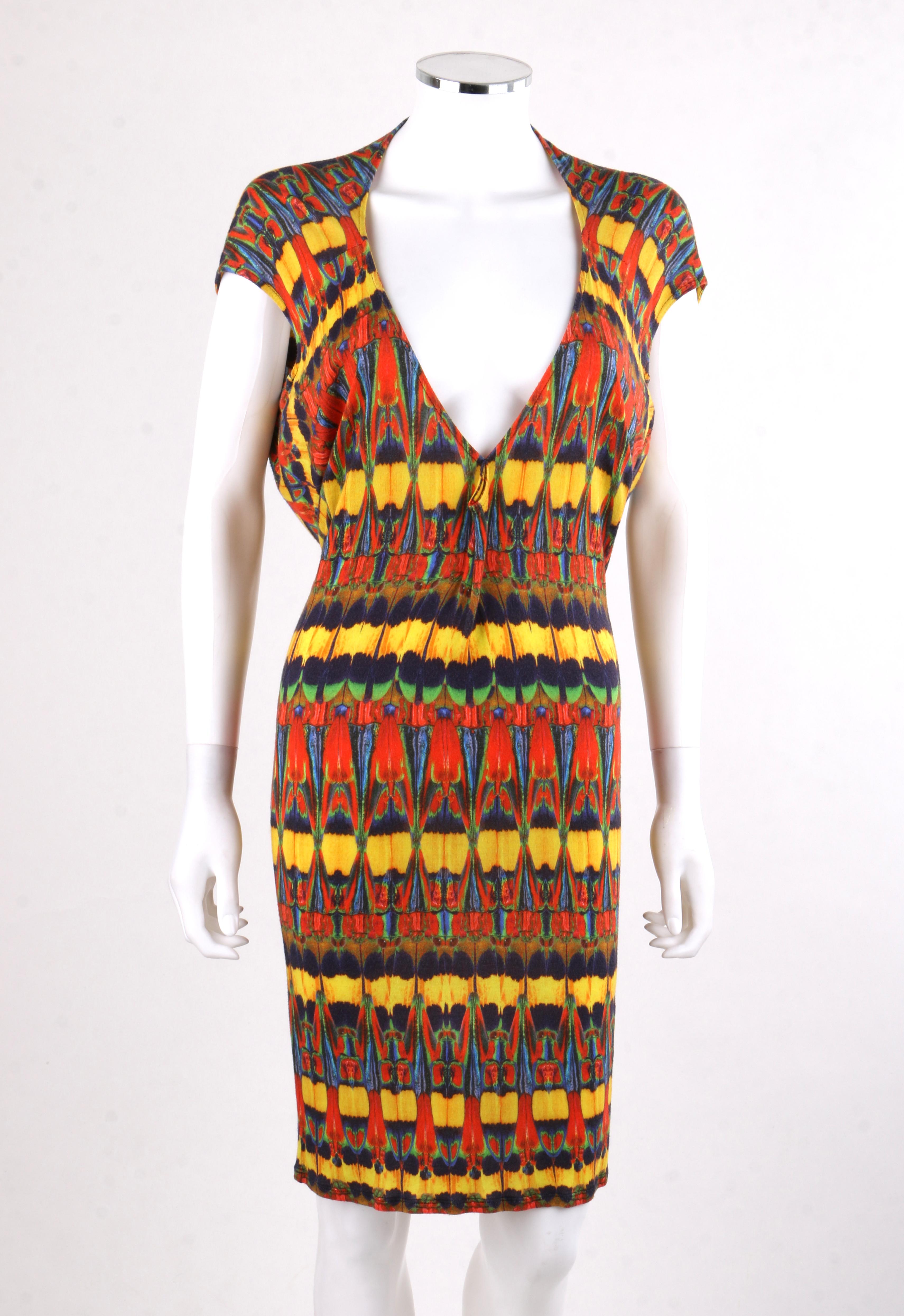 Marron ALEXANDER McQUEEN S/S 2010 - Robe en jersey Kaleidoscope multicolore en maille en vente
