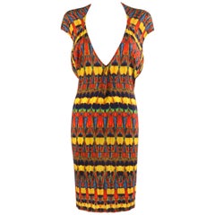 Used ALEXANDER McQUEEN S/S 2010 Multi-color Kaleidoscope Jersey Knit Dress 