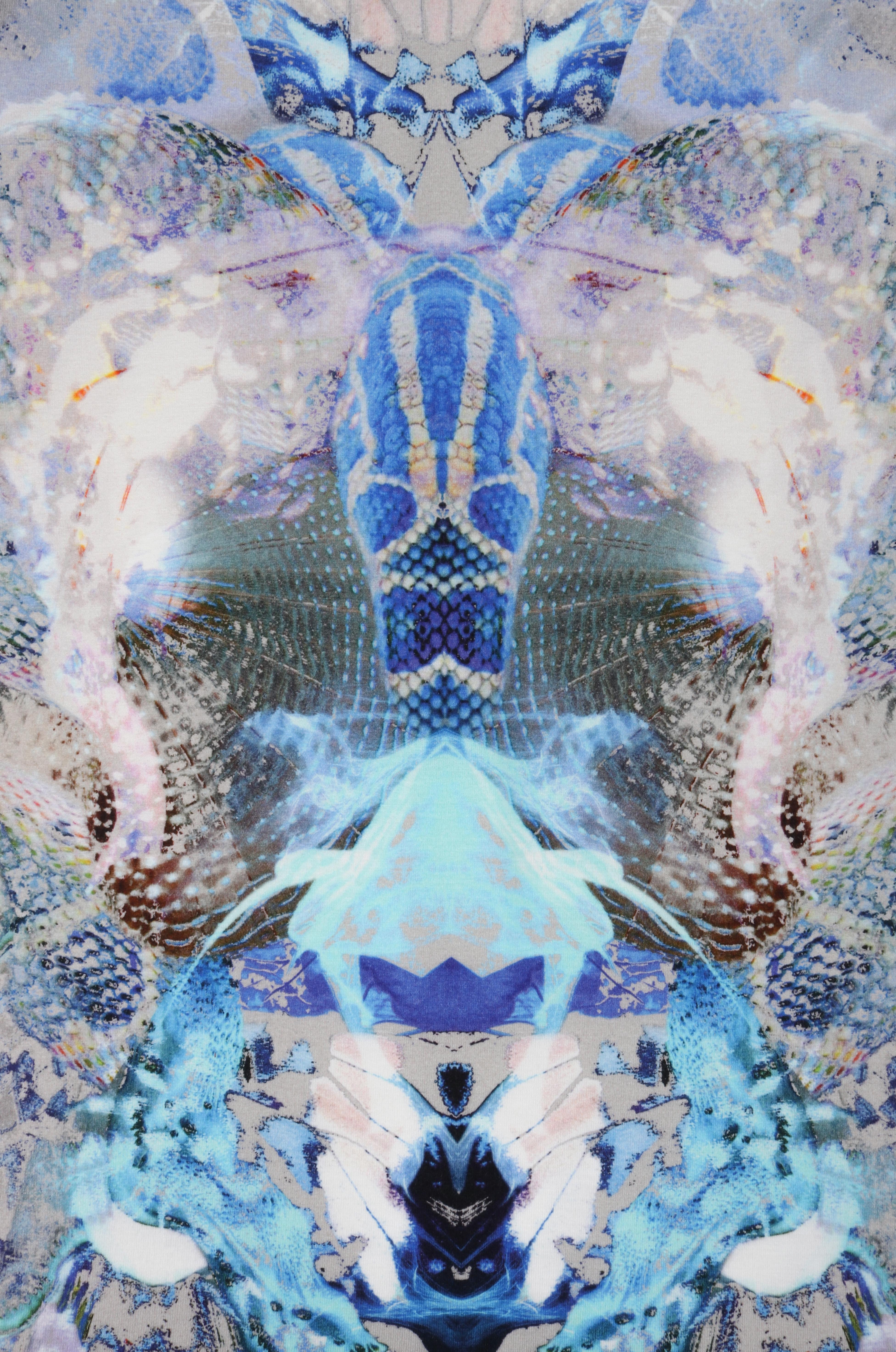 ALEXANDER McQUEEN F/S 2010 „Plato's Atlantis“ Blaues mehrfarbiges Kaleidoskop-Kleid mit Kaleidoskop-Muster im Angebot 2
