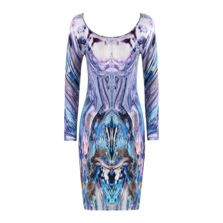 ALEXANDER McQUEEN S/S 2010 "Plato's Atlantis" Blue Multicolor Long Sleeve  Dress For Sale at 1stDibs