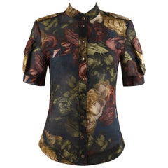 ALEXANDER McQUEEN S/S 2010  "Plato's Atlantis" Floral Silk Button Front Blouse