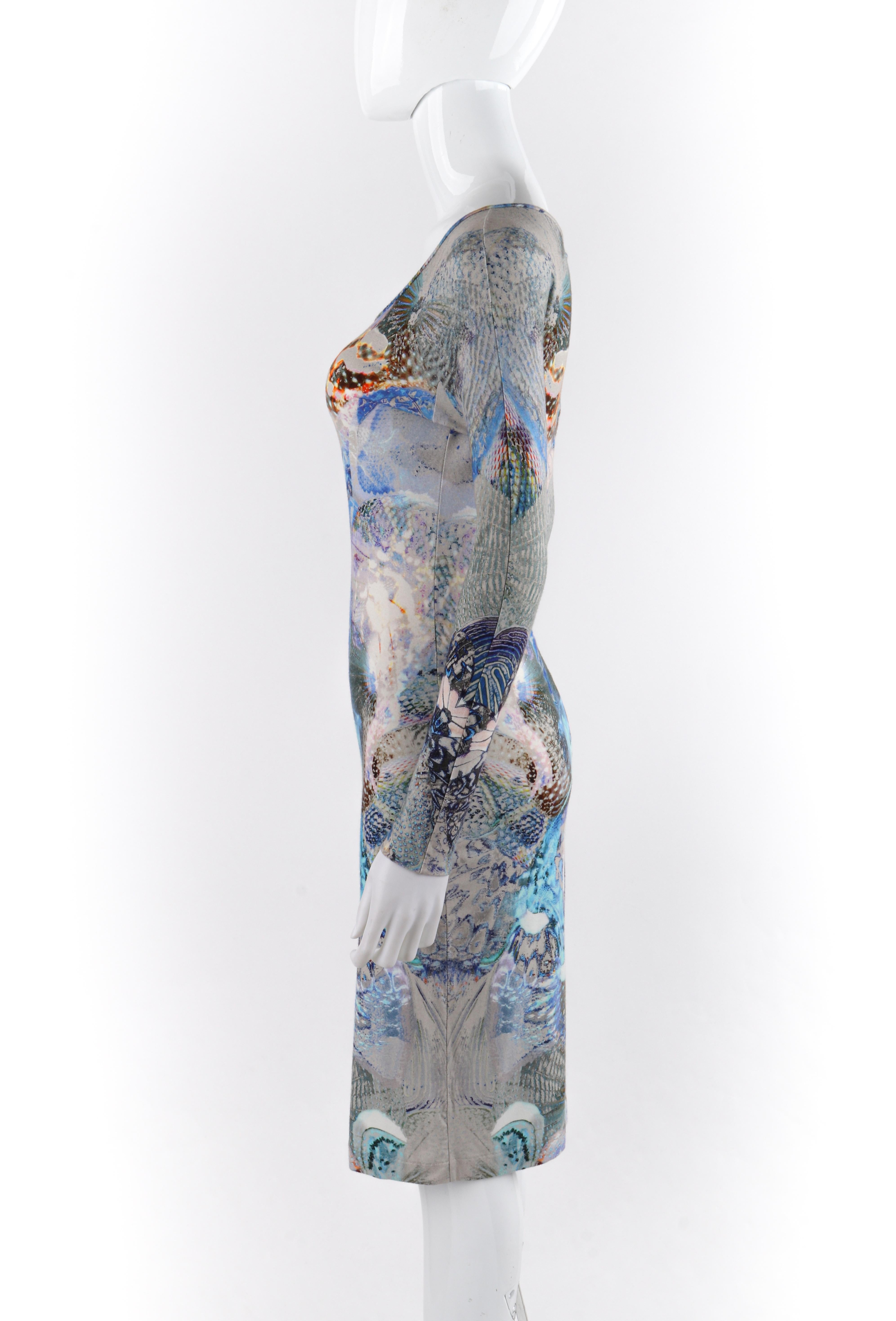 ALEXANDER McQUEEN S/S 2010 “Plato’s Atlantis” Gray Jellyfish Print Sheath Dress In Good Condition For Sale In Thiensville, WI