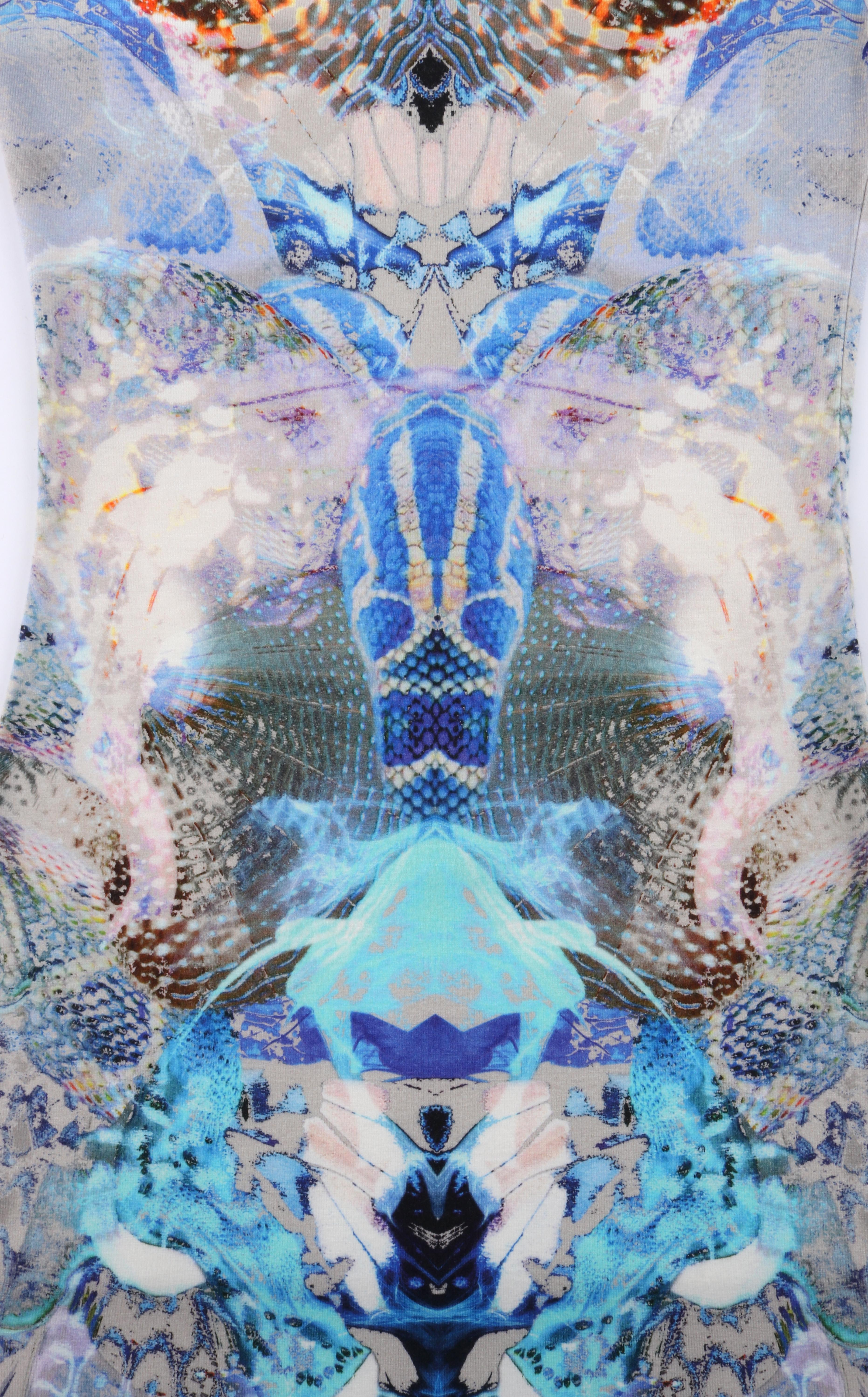 Women's ALEXANDER McQUEEN S/S 2010 “Plato’s Atlantis” Gray Jellyfish Print Sheath Dress For Sale