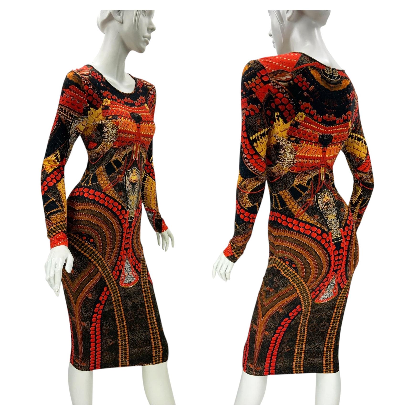Alexander McQueen S/S 2010 Samurai Printed Stretch Jersey Dress Italian 42