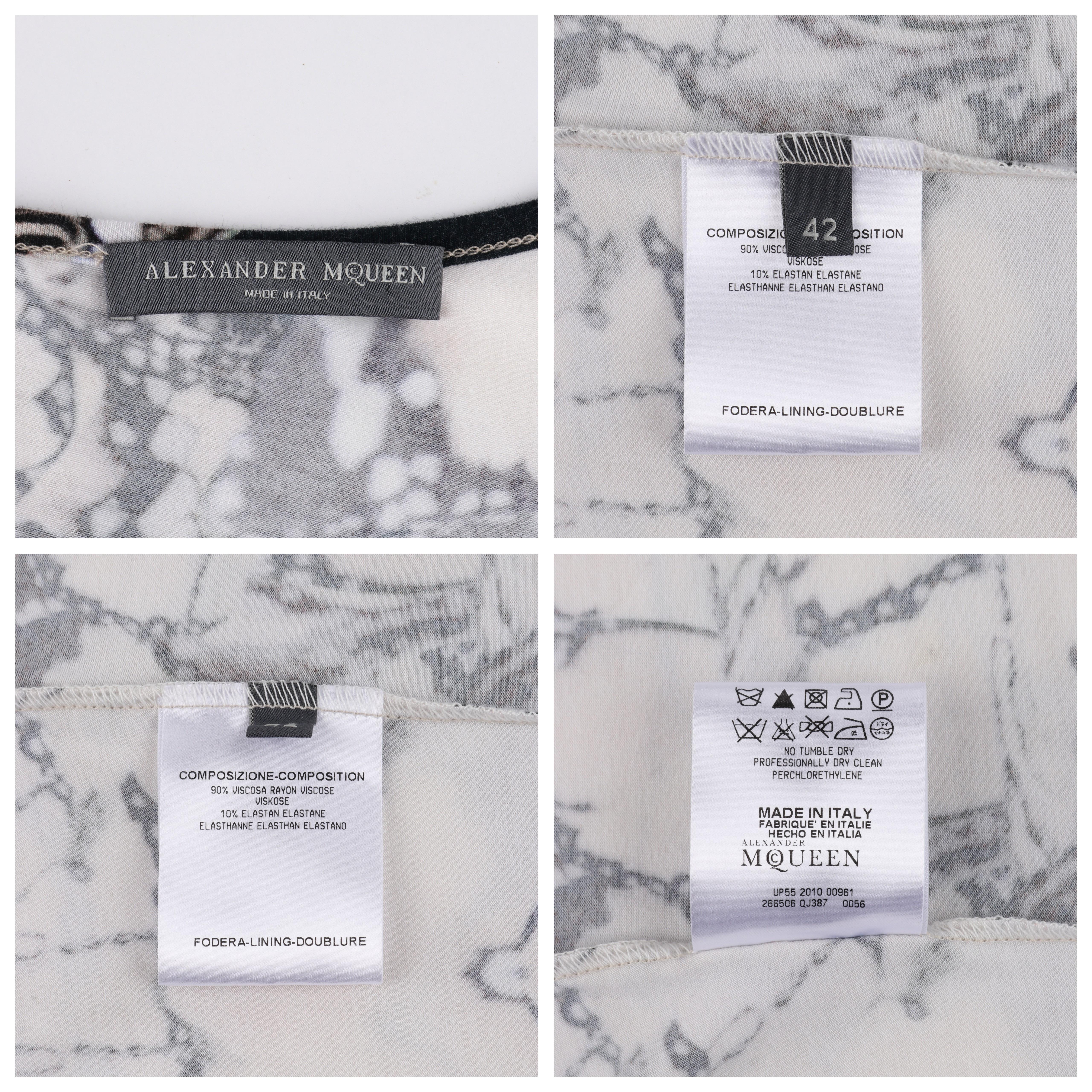 ALEXANDER McQUEEN S/S 2011 - Robe fourreau en maille noire, blanche et crème à imprimé papillon en vente 4