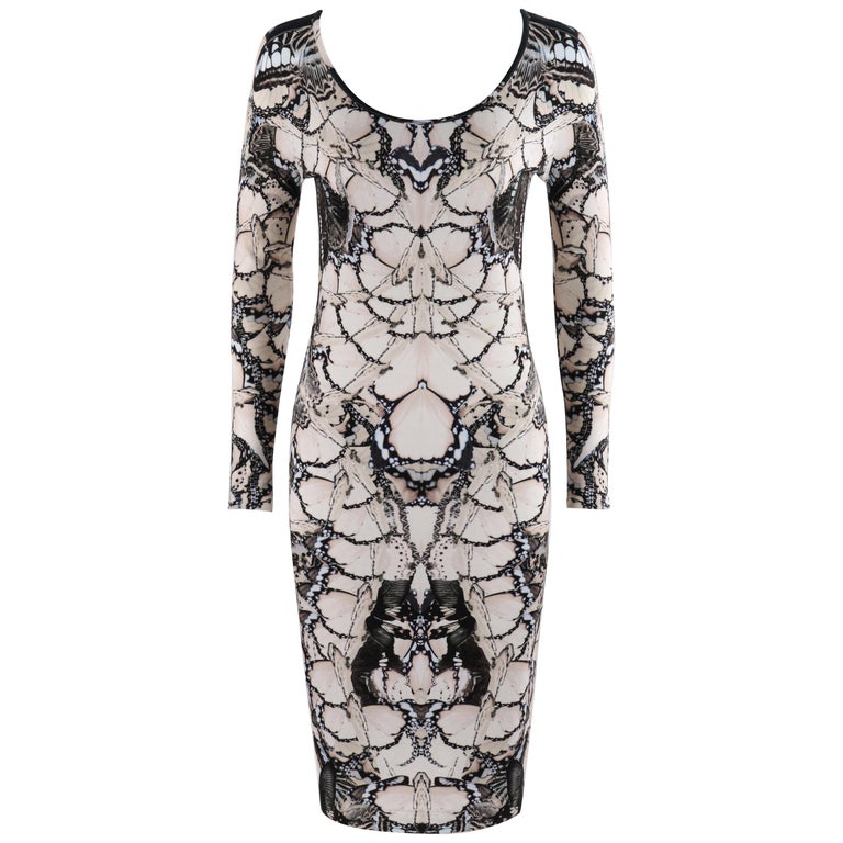 ALEXANDER McQUEEN S/S 2011 Black White Cream Butterfly Print Knit
