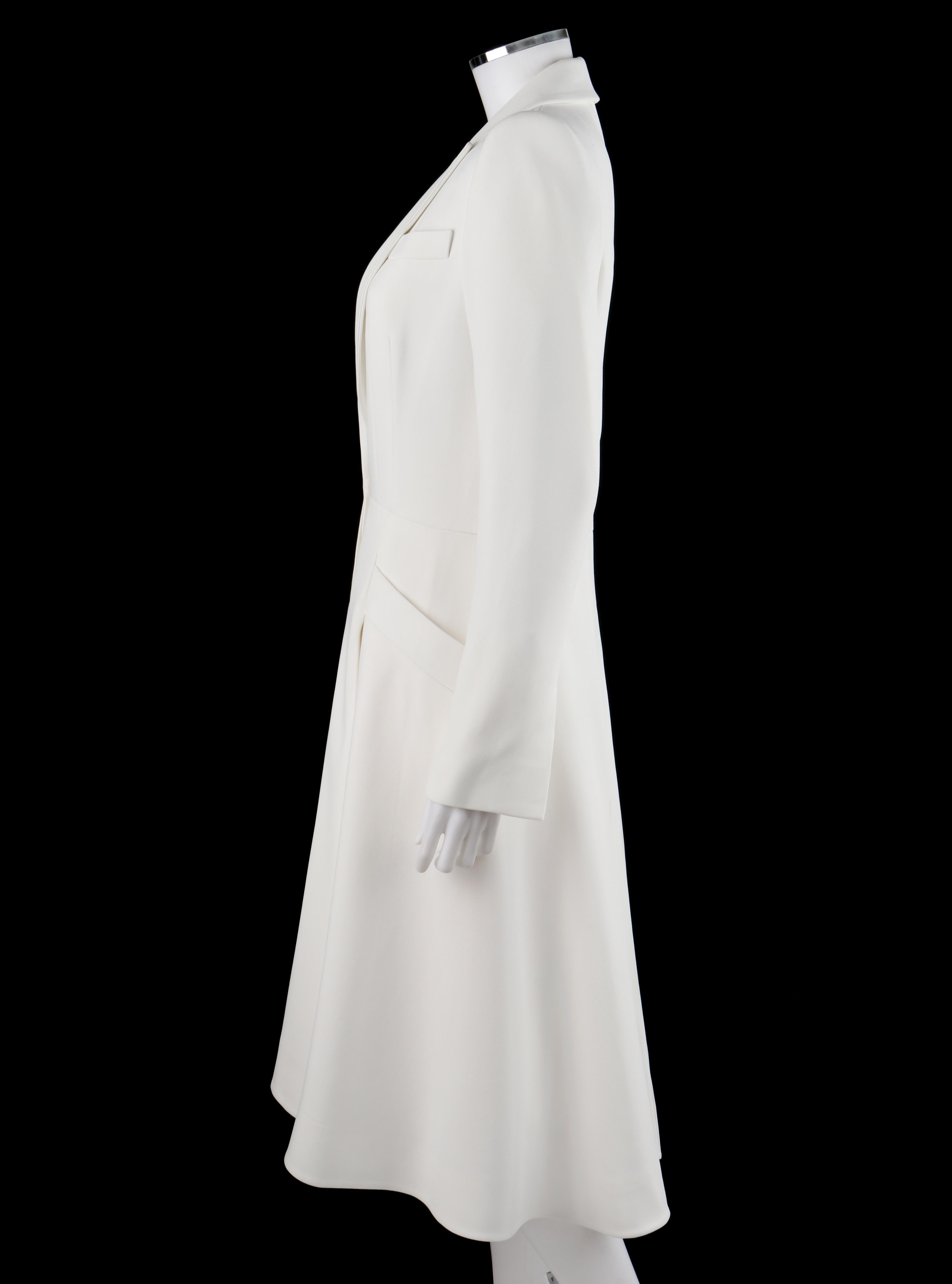 Gray ALEXANDER McQUEEN S/S 2015 White Tailored Classic Structure Longline Coat Dress