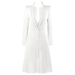 ALEXANDER McQUEEN S/S 2015 White Tailored Classic Structure Longline Coat Dress