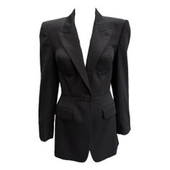 Alexander McQueen S/S Schwarzer Blazer mit Büste Detail Neu, 2024
