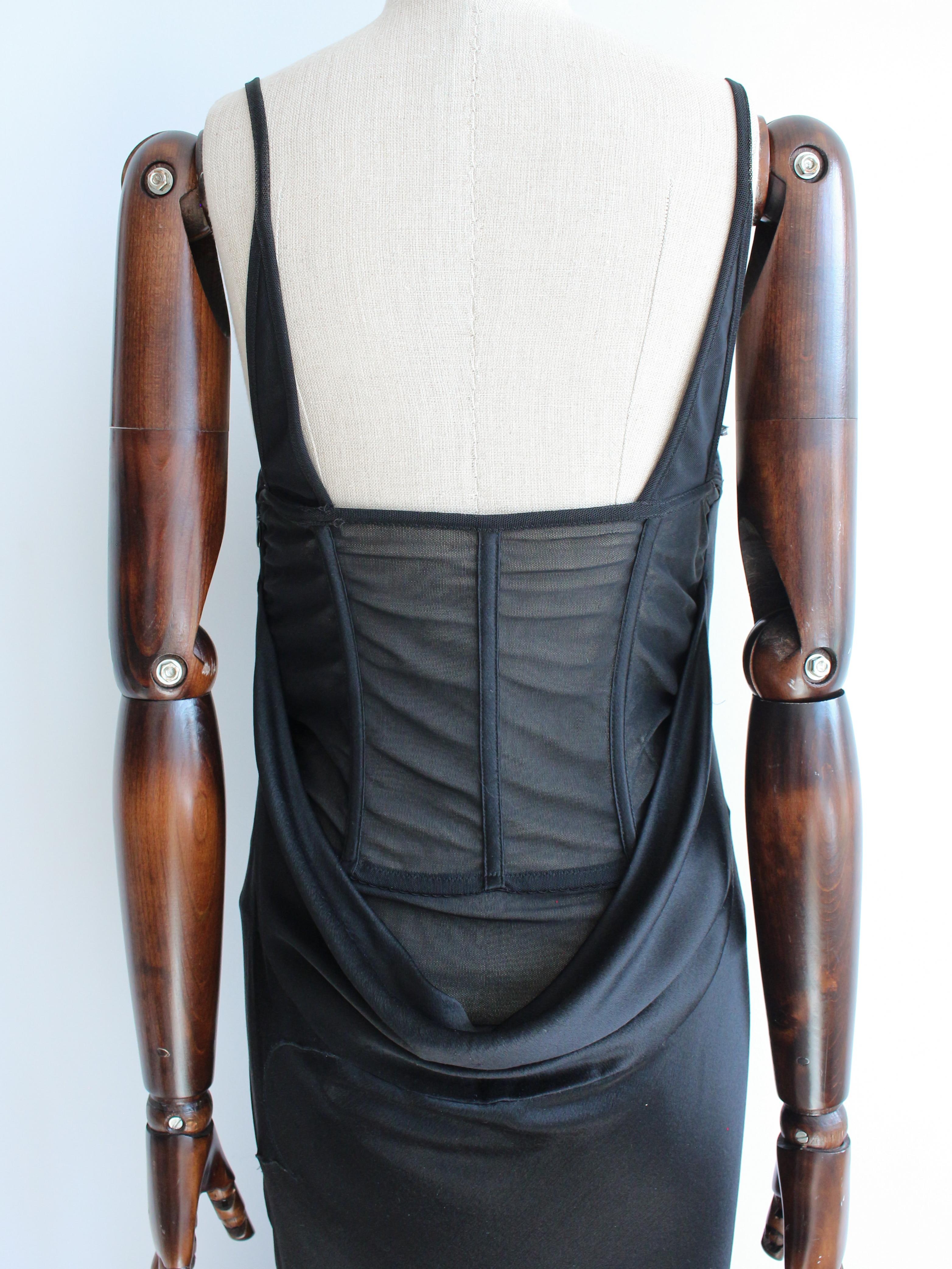 Alexander McQueen S/S04 ‘Deliverance’ Black Bias Silk Dress with Tulle Corset For Sale 6
