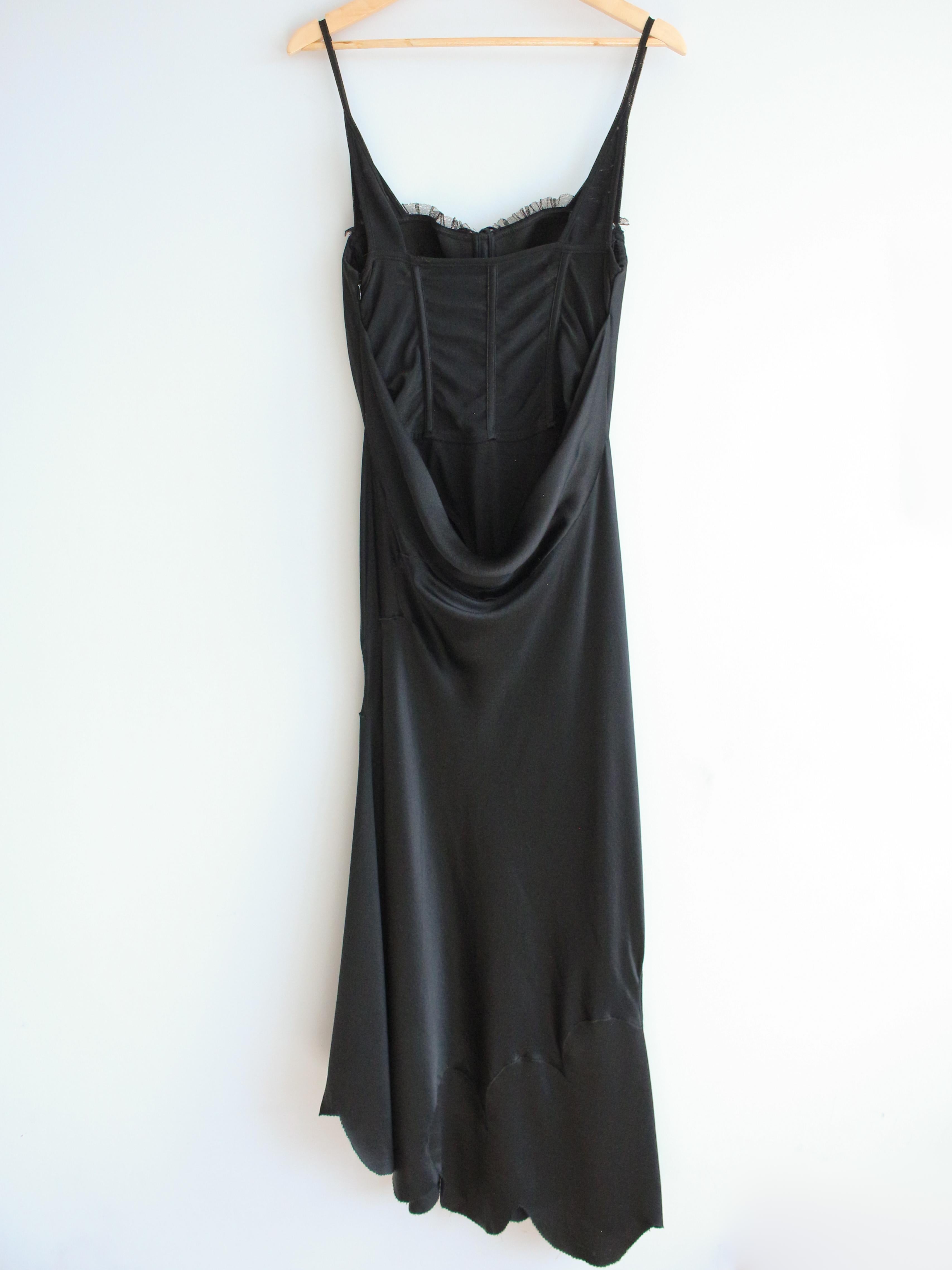 Alexander McQueen S/S04 ‘Deliverance’ Black Bias Silk Dress with Tulle Corset For Sale 10